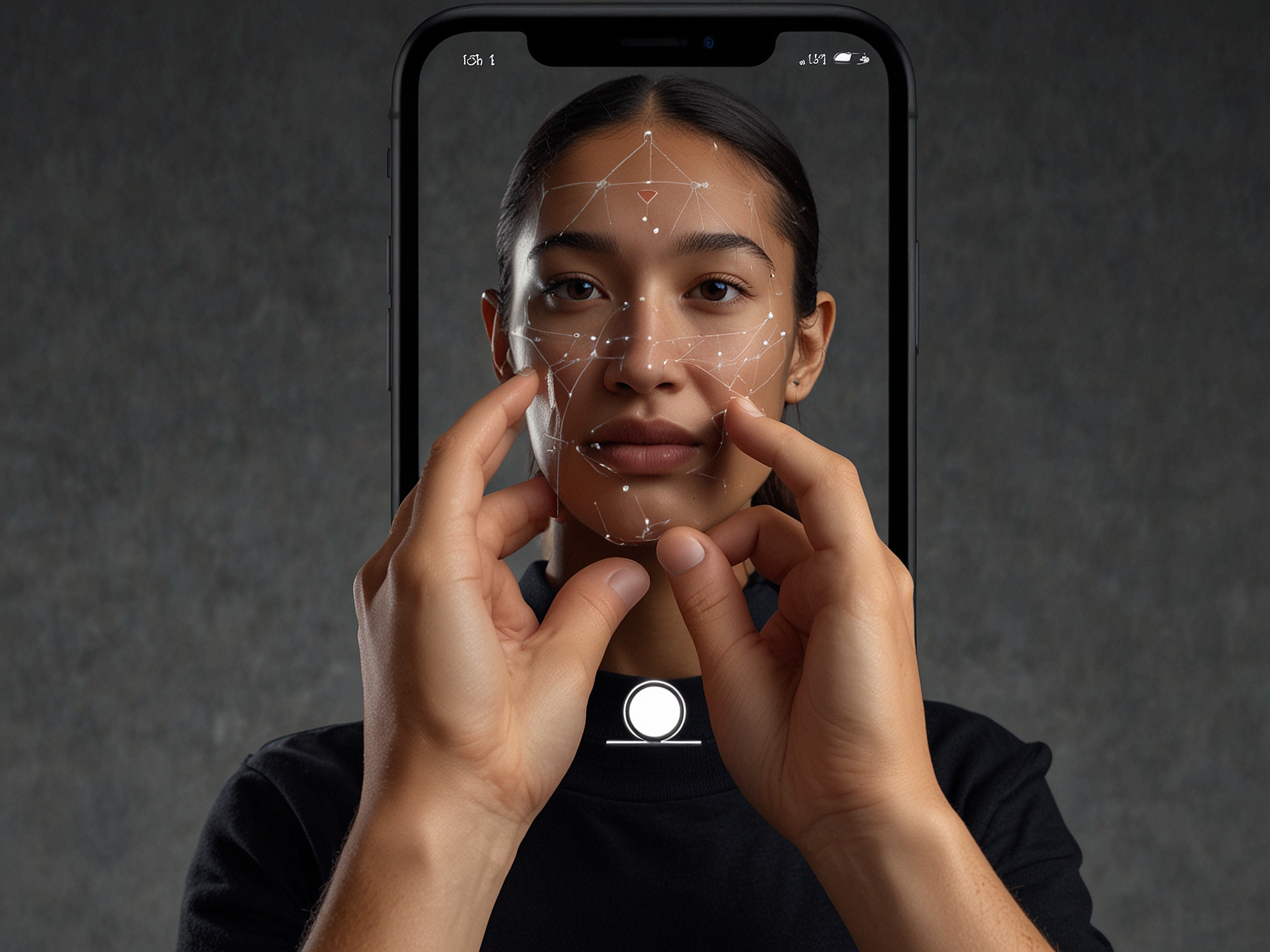 Illustration of an iPhone screen showing the process to enable Face ID for app locking on iOS 18. The 'Use Face ID for' settings screen is highlighted.