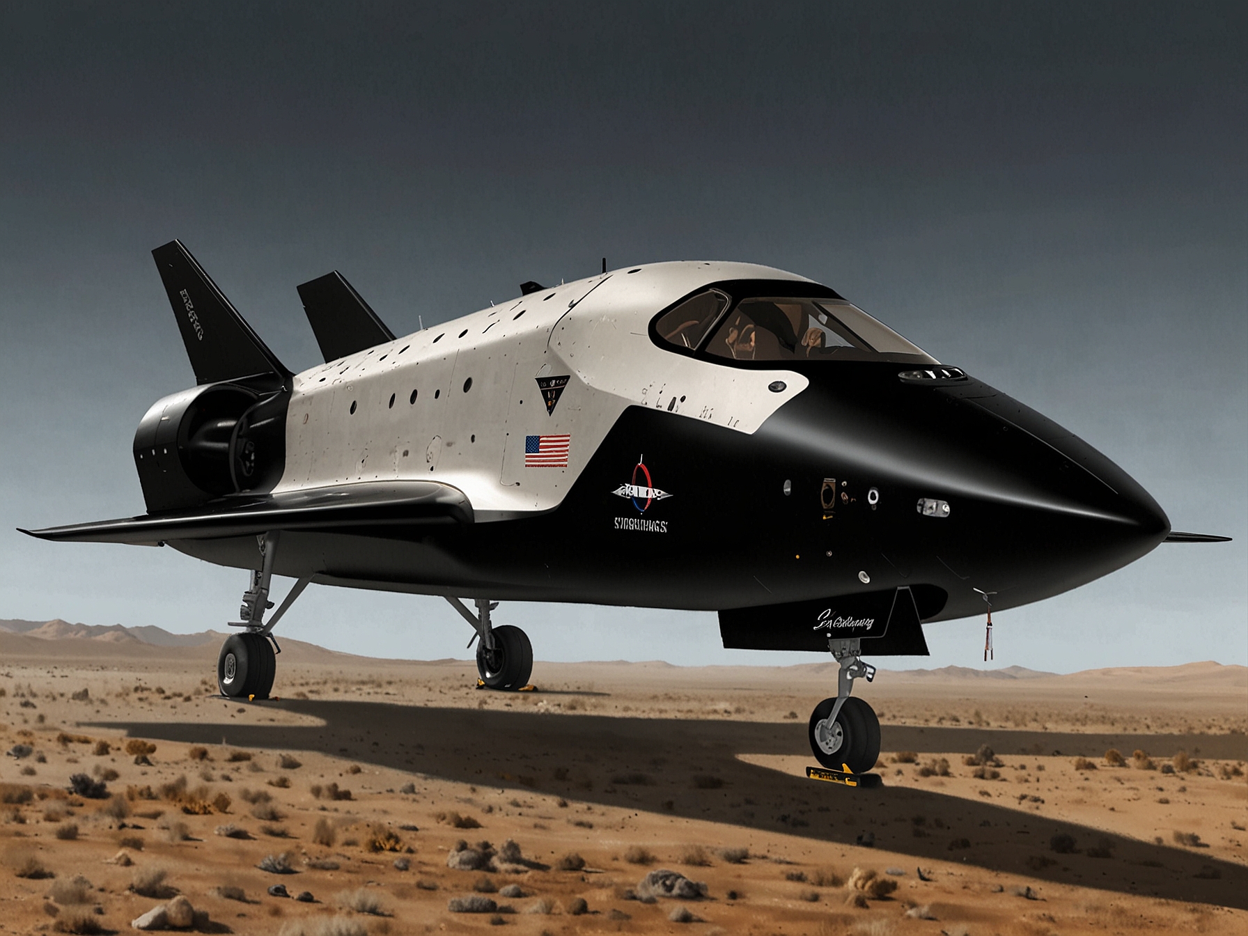 A glimpse of Sierra Space's Dream Chaser spaceplane, highlighting its innovative design and technology, underscoring the company's advancements in sustainable space missions under Tom Vice's leadership.