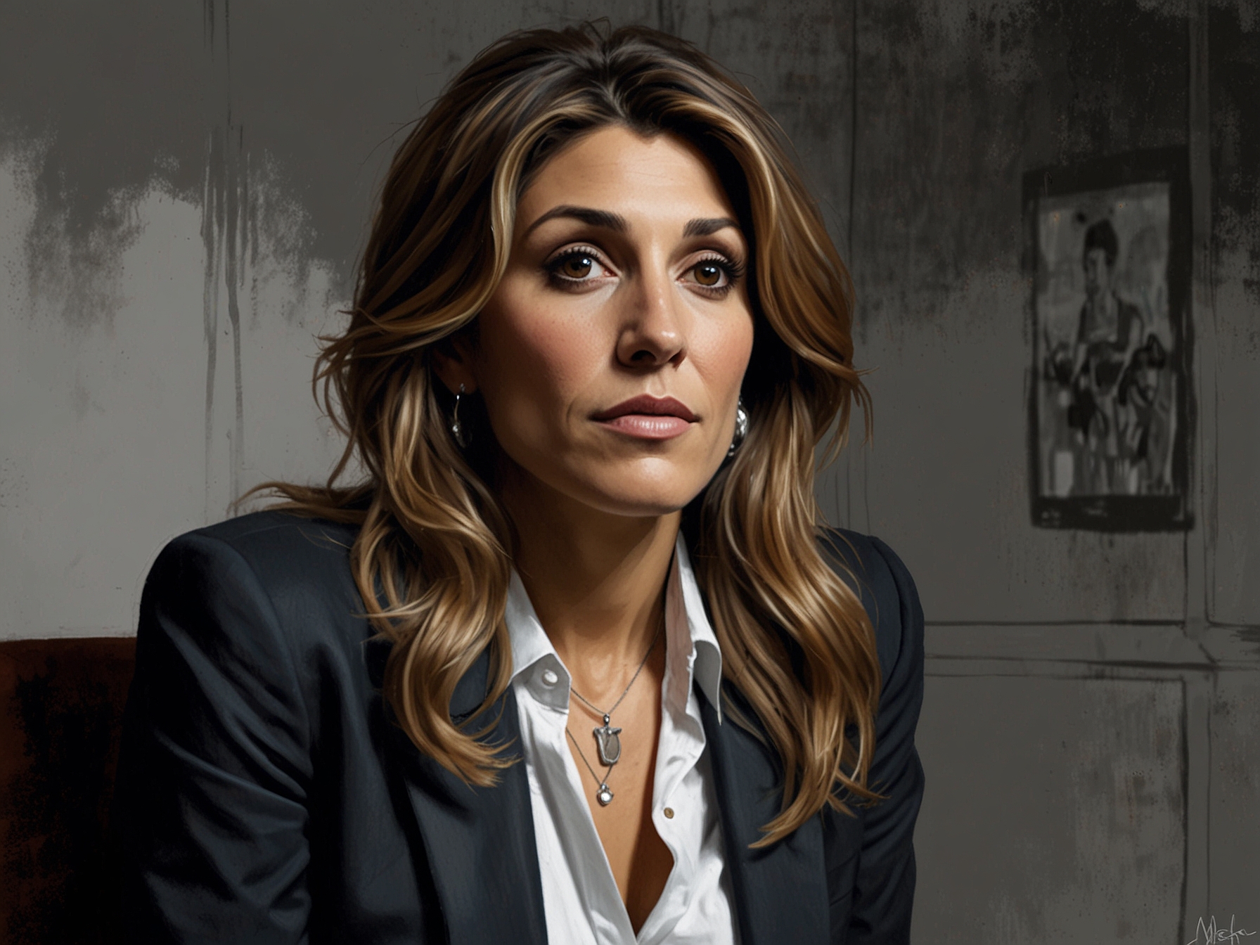 Jennifer Esposito speaks passionately during an interview, reflecting on her harrowing past and the unfair treatment she faced from a powerful producer early in her career.