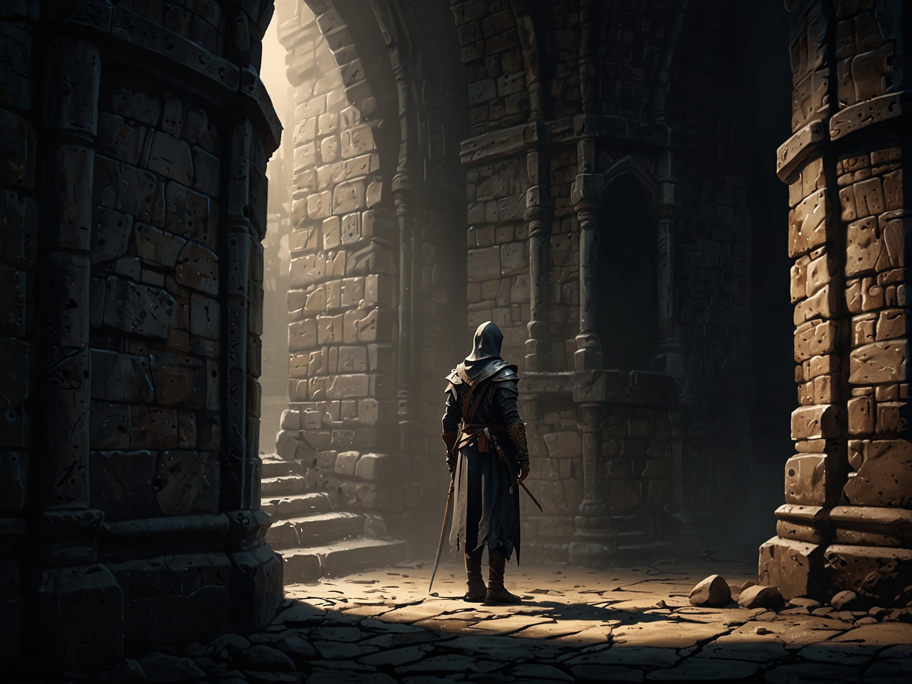 A player character stands at the entrance of the Shaded Castle, reading a cryptic note left by Needle Knight Leda, marking the beginning of the quest in Elden Ring: Shadow of the Erdtree.