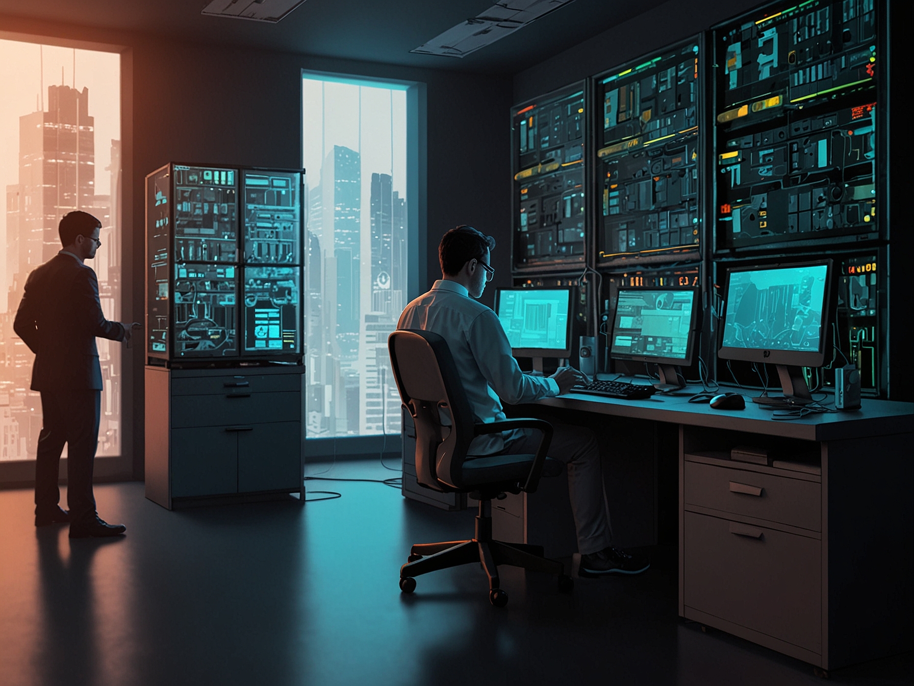 An illustration of a virtual lab setup with multiple virtual machines running different operating systems, showcasing the practice environment for ethical hacking and penetration testing techniques.