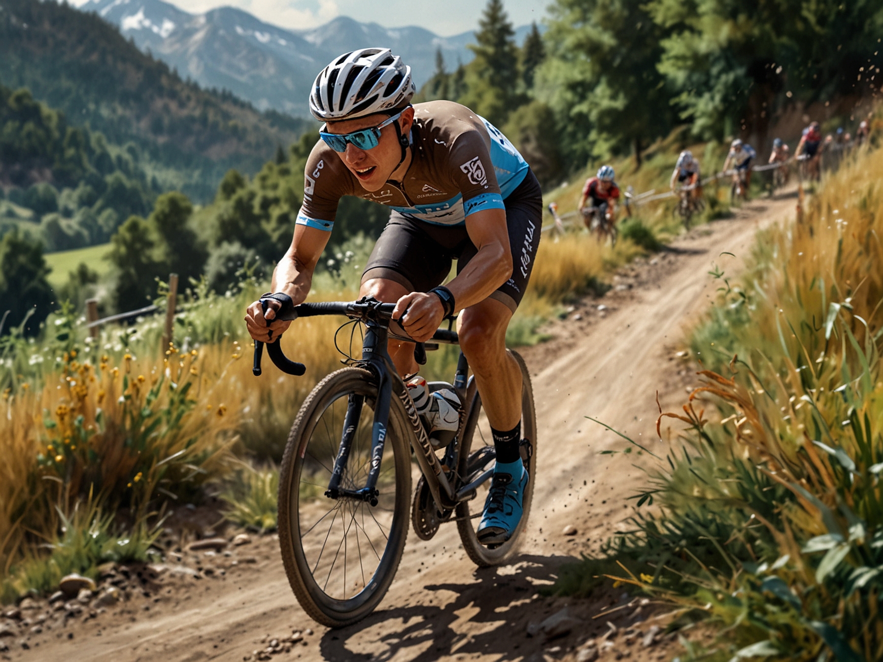 Bardet pushes through a mixed terrain during a gravel race, highlighting the endurance, strategy, and technical skills required for this burgeoning cycling discipline.