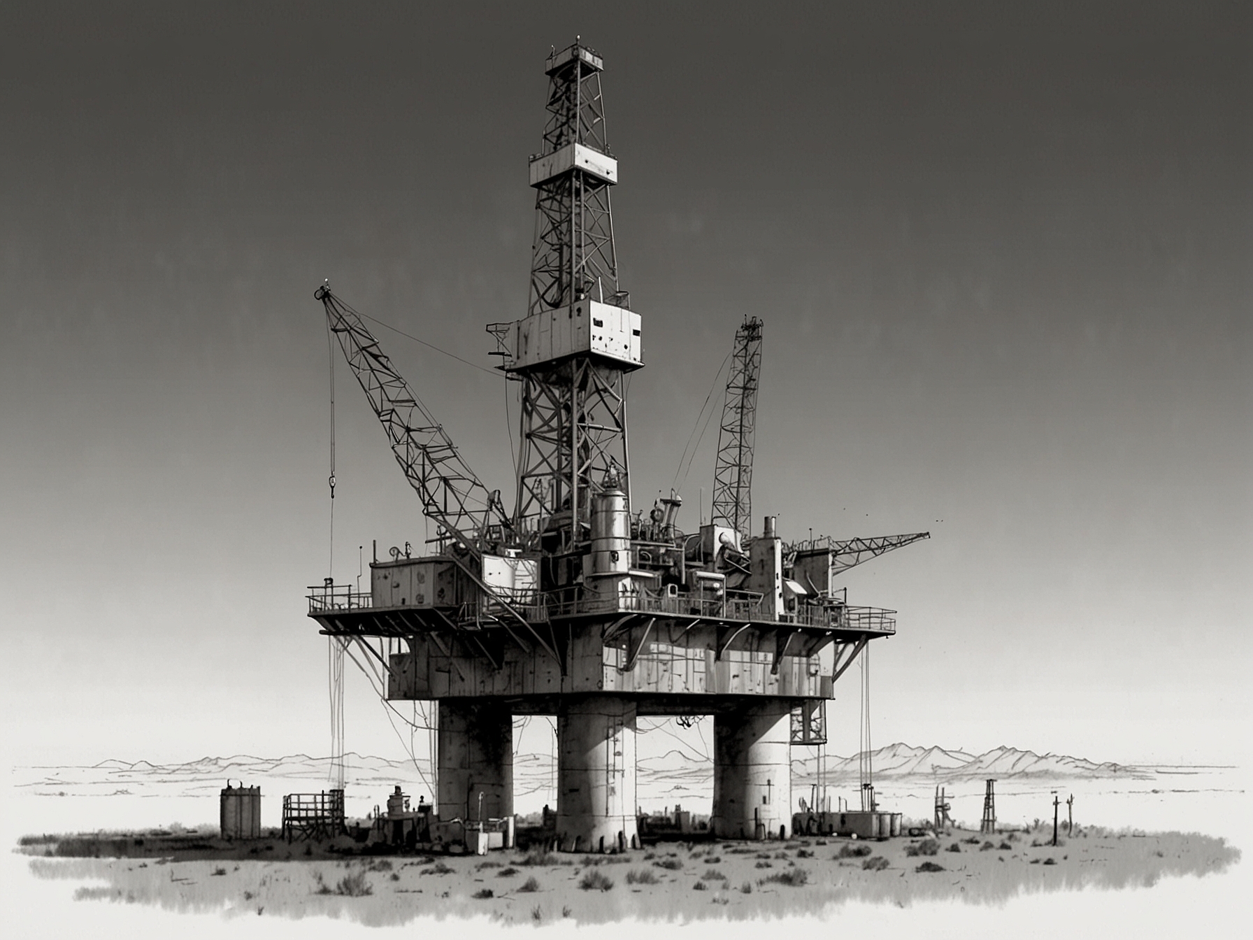 A drilling rig with Occidental Petroleum's logo, symbolizing the company's strategic focus on technological innovation and sustainable practices in oil and gas exploration.