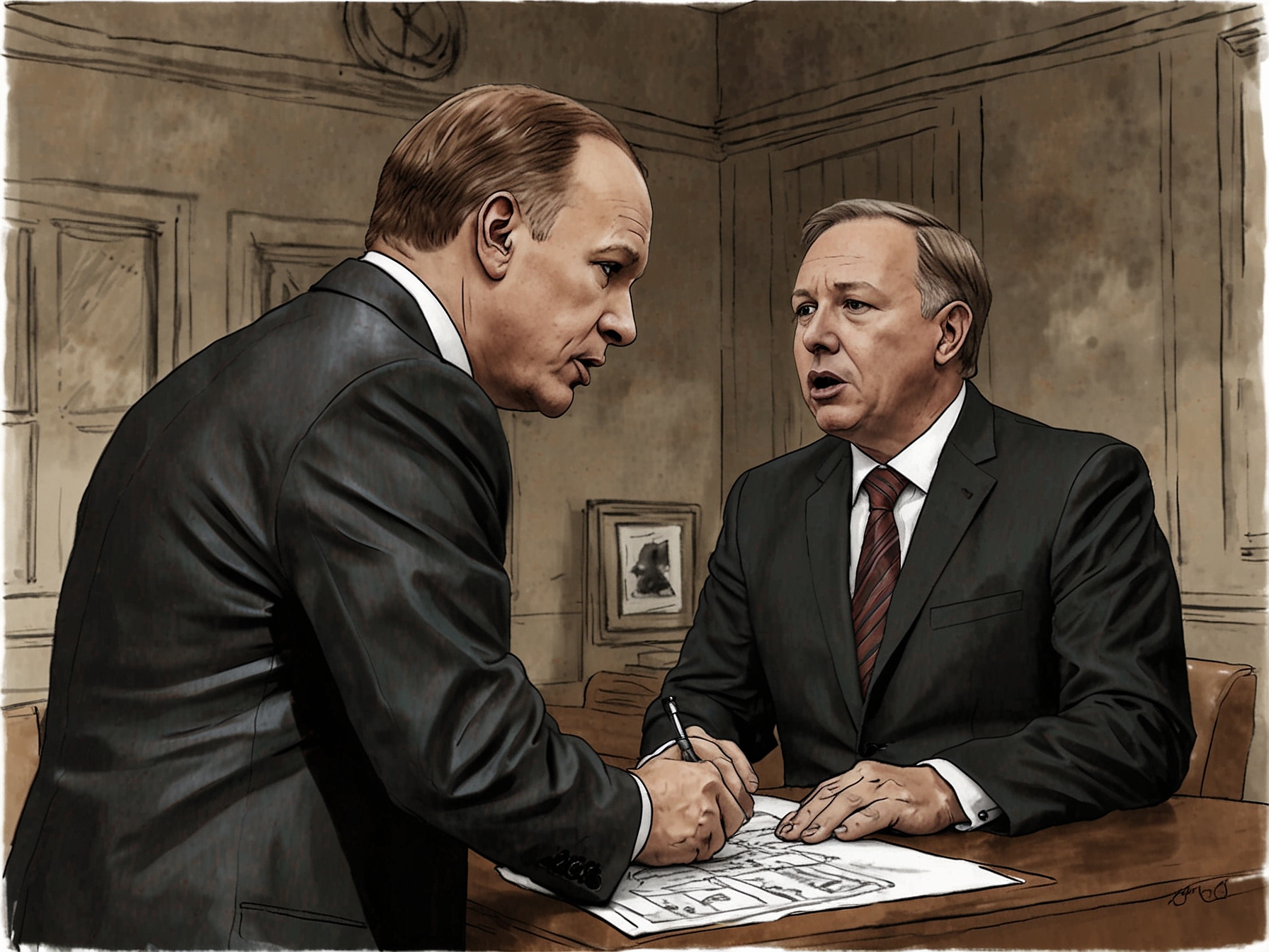 A political cartoon depicting opposition leader Peter Dutton and PM Anthony Albanese debating the nuclear proposal, highlighting the conflicting views and public skepticism.