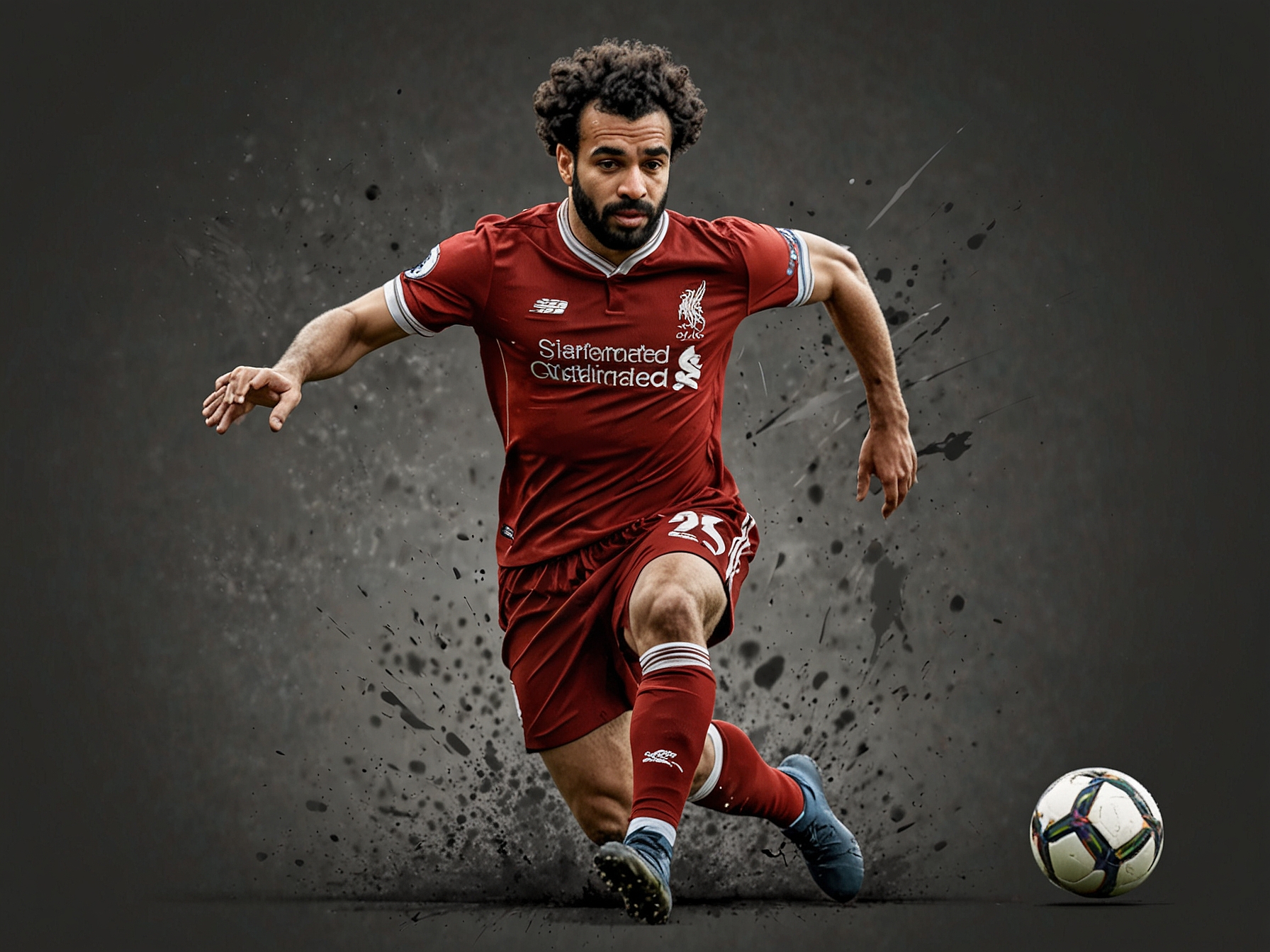 Mohamed Salah in action for Liverpool FC, displaying his speed and agility as he maneuvers past defenders, underscoring why he is considered one of the best footballers in the world.