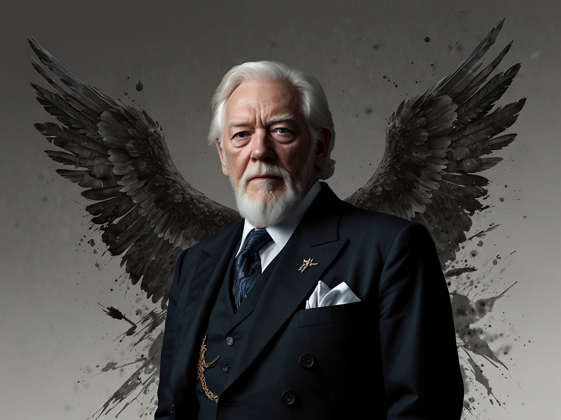 A photo of Donald Sutherland as President Snow in the 'Hunger Games' series, portraying his chilling and captivating performance that introduced him to a new generation of fans.