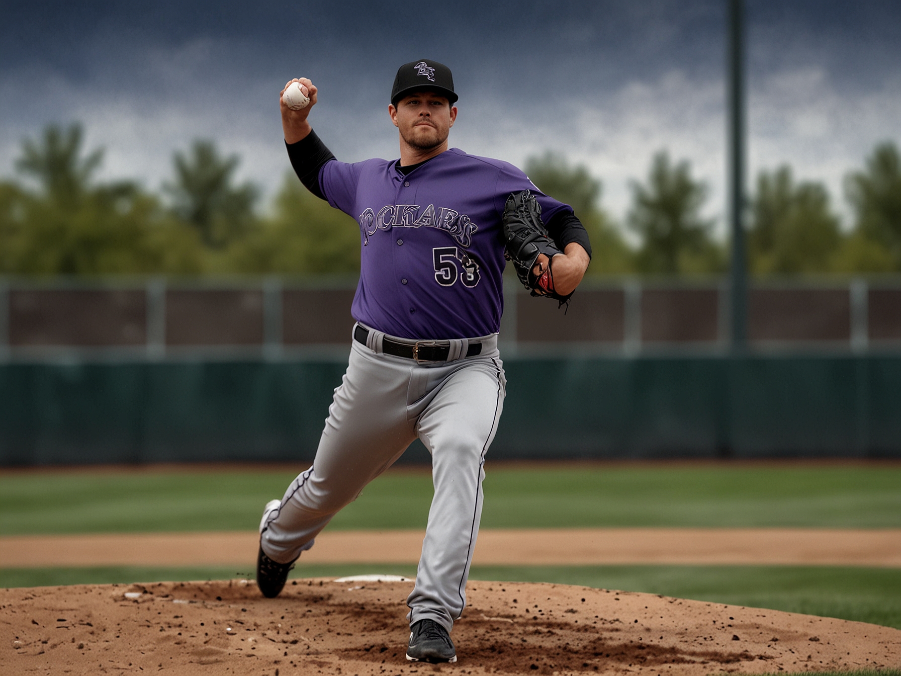A focused Colorado Rockies pitcher throws a powerful fastball during a bullpen session, showcasing the improved mechanics and renewed determination he's developed while recovering from early-season struggles.