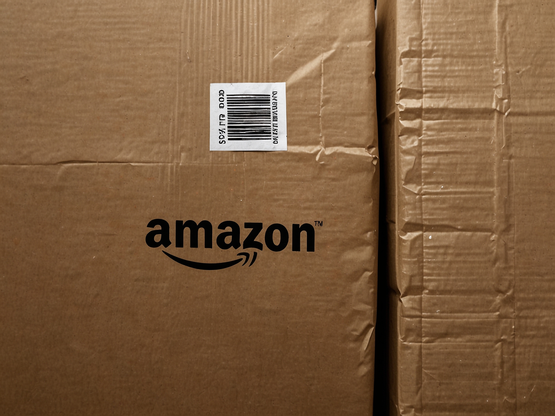 A close-up of a delivery package filled with crumpled paper, demonstrating Amazon's effort to reduce plastic waste and promote recyclable materials in its packaging solutions.