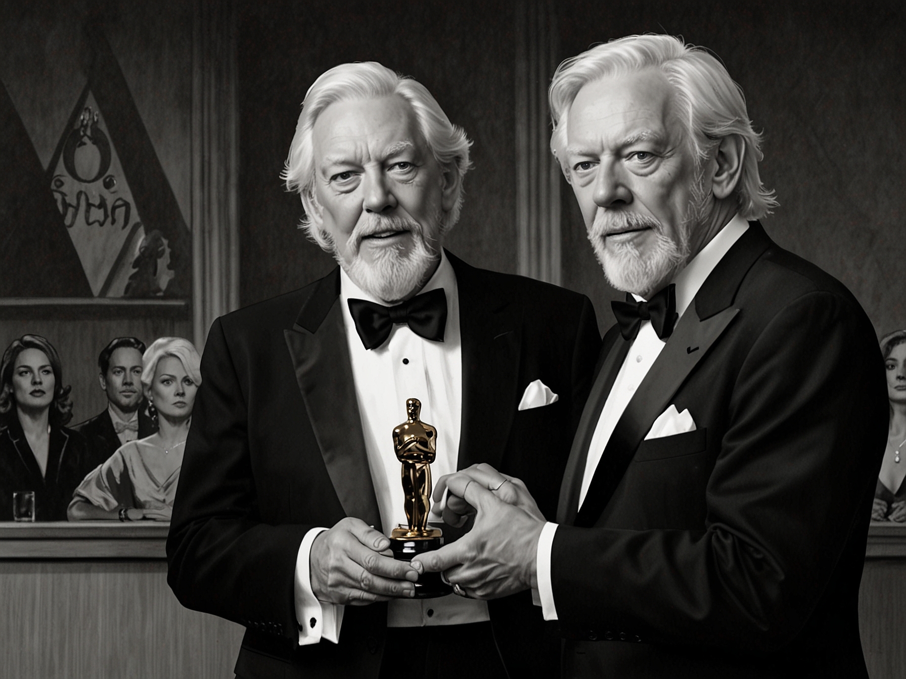 Donald Sutherland receiving his honorary Oscar in 2017, a tribute to his remarkable six-decade career and his significant impact on the film industry.