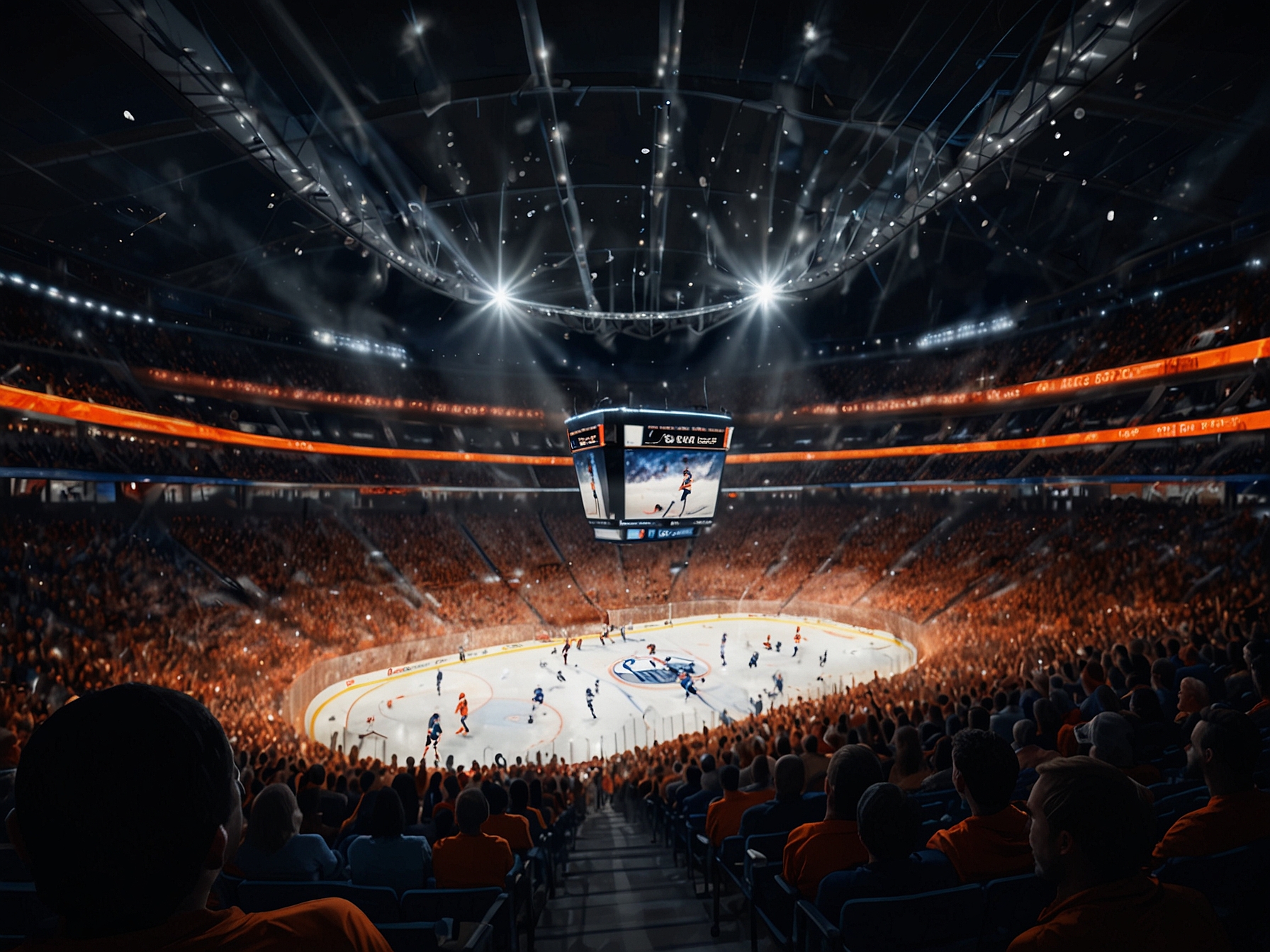 Fans in Rogers Place create an electrifying atmosphere, passionately supporting the Edmonton Oilers during a crucial Game 6, filling the arena with energy and rallying behind their team.