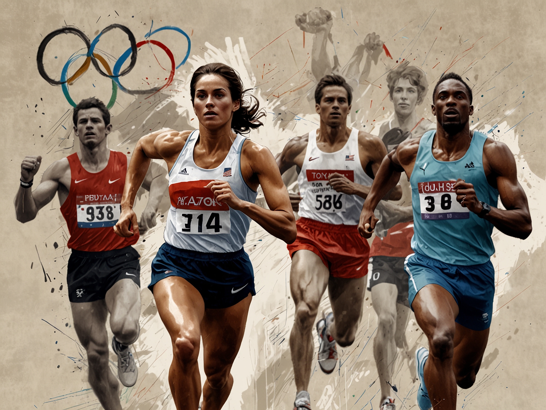 Olympic athletes competing, highlighting the enormous dedication and effort they put into their sport, while facing significant financial challenges off the field.
