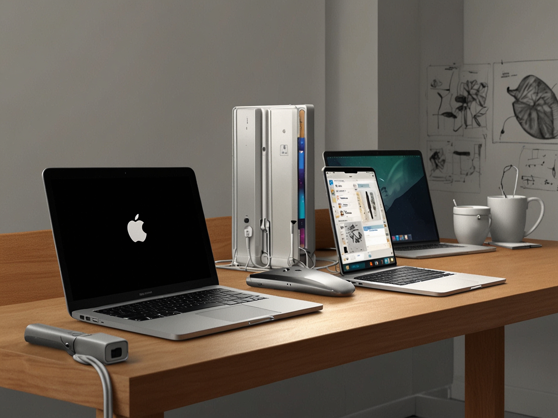 An illustration of various Apple products including iPhone, iPad, MacBook, and Apple Watch, representing the company's robust and interconnected ecosystem.