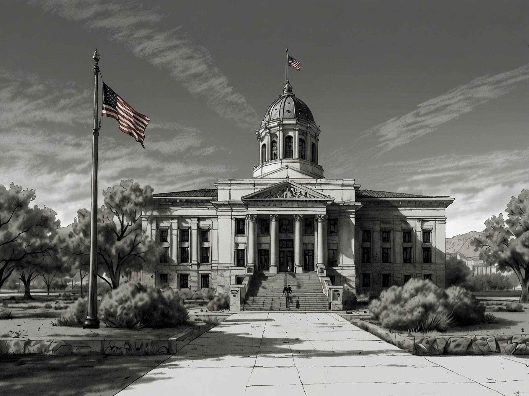 Image of Nevada courthouse where Judge James Russell dismissed the 'fake electors' case, emphasizing the lack of evidence in Trump's legal challenge regarding the 2020 election.
