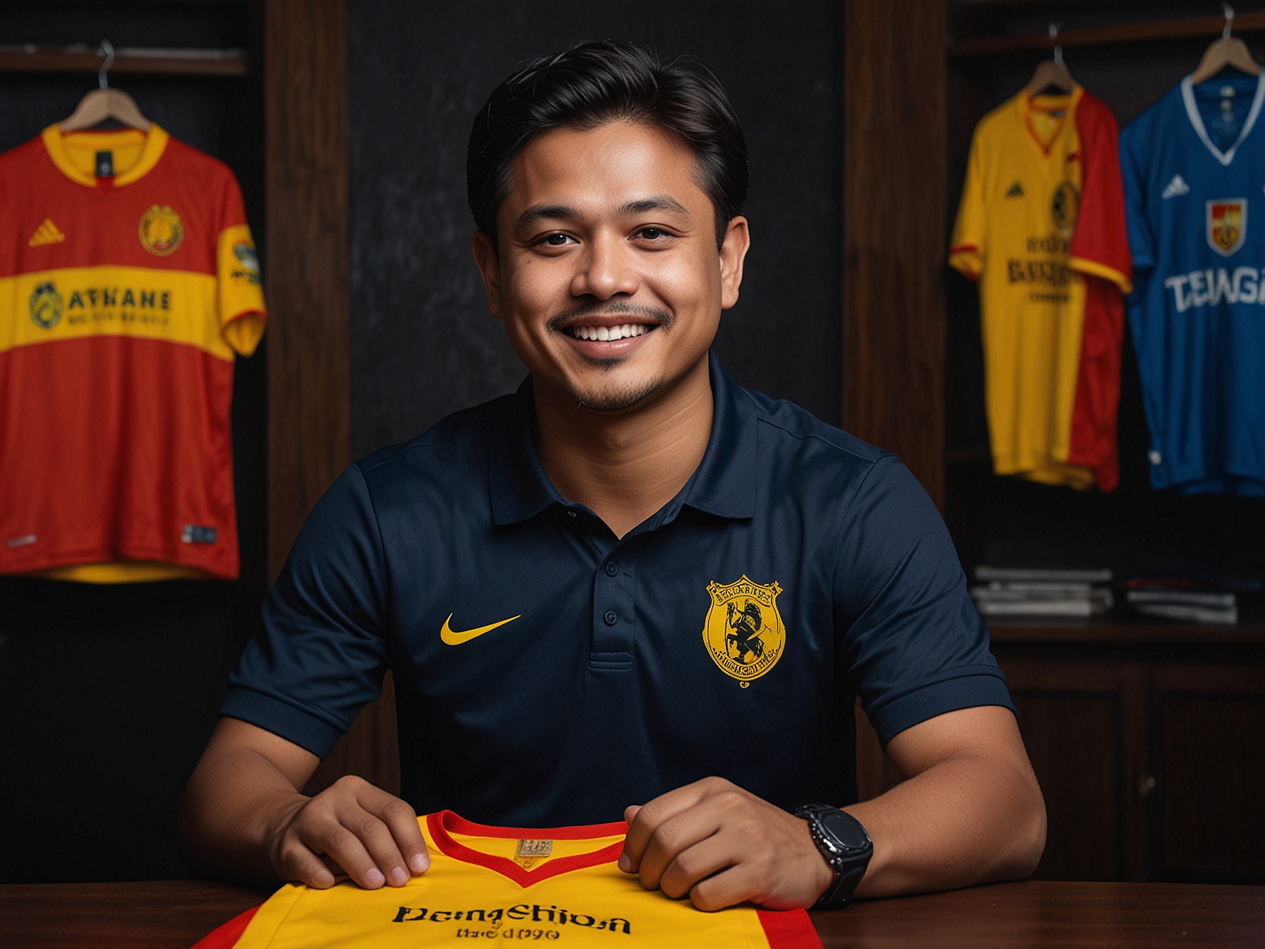 Mark Zothanpuia holding an East Bengal jersey during the official signing ceremony, showcasing his excitement to join the historic club for the upcoming ISL season.
