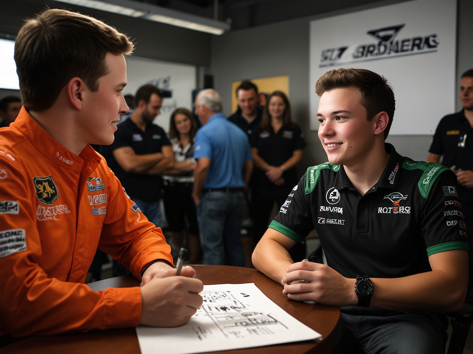 Christopher Bell during a media interview, where he accidentally revealed that Chase Briscoe might join Joe Gibbs Racing. The candid moment has sparked widespread speculation among NASCAR enthusiasts.
