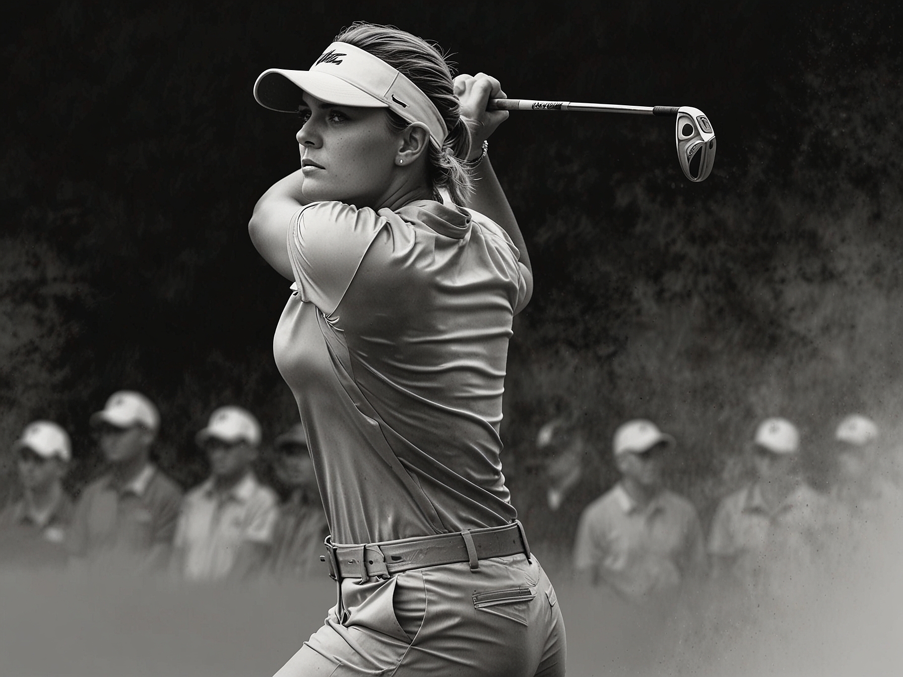Lexi Thompson tees off at the Atlanta Athletic Club, showcasing her powerful drive and precise form during the KPMG Women's PGA Championship.