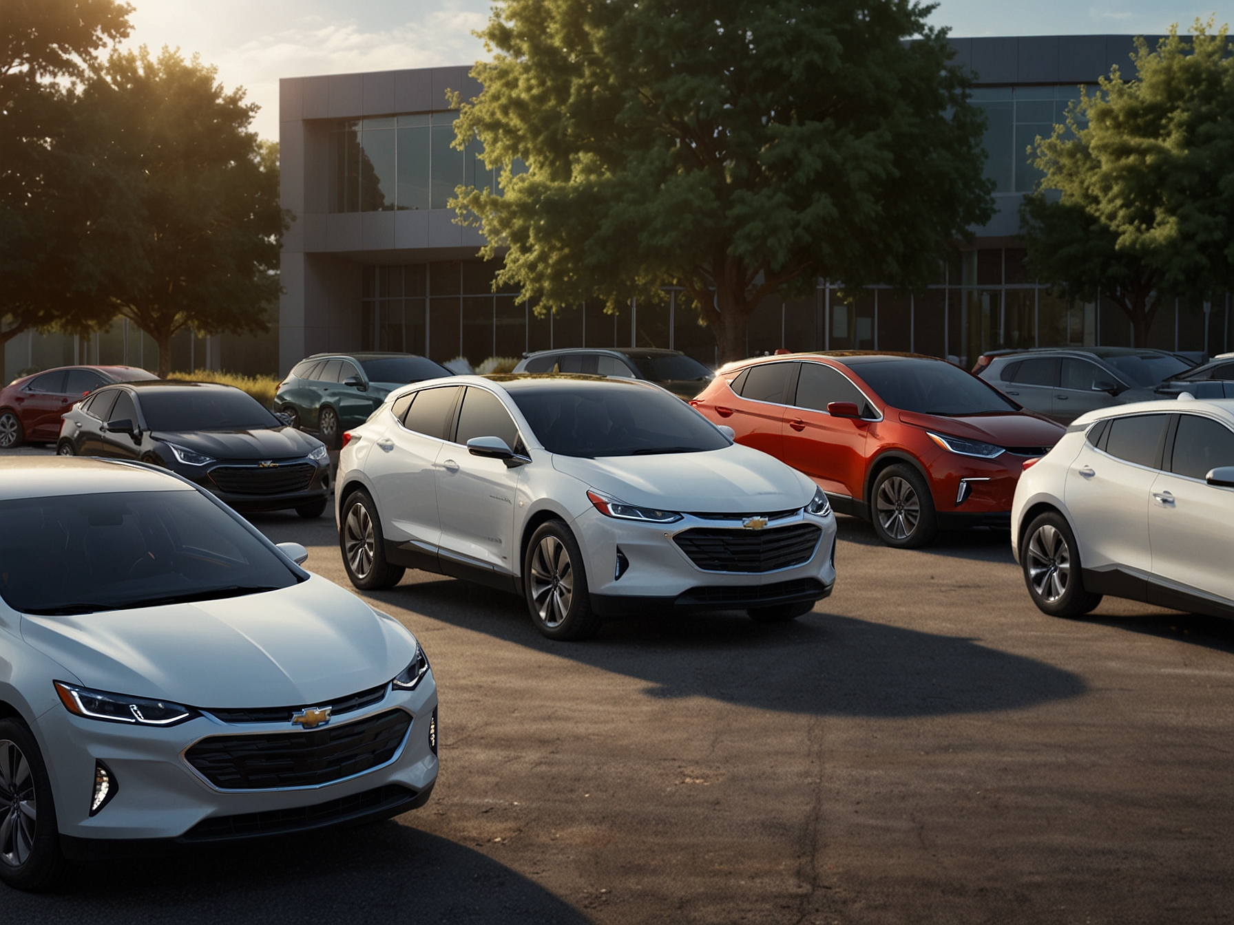 An illustration of General Motors' electric vehicles lineup, highlighting the innovative automotive technology that makes GM a prominent player in the industry with a low P/E ratio.