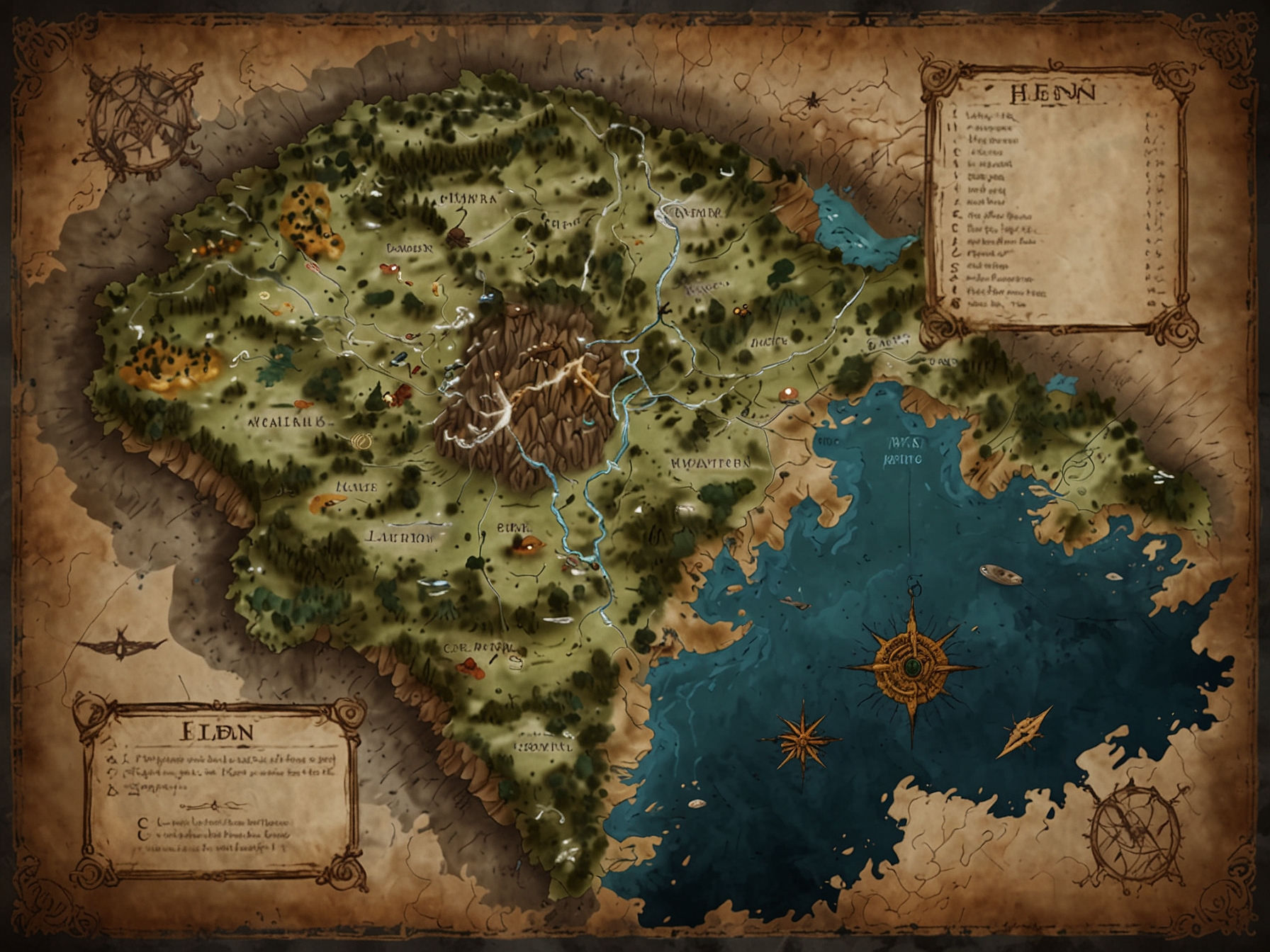 A detailed map of the Lands Between, highlighting key locations and hidden paths crucial for navigating the expansive world of Elden Ring.