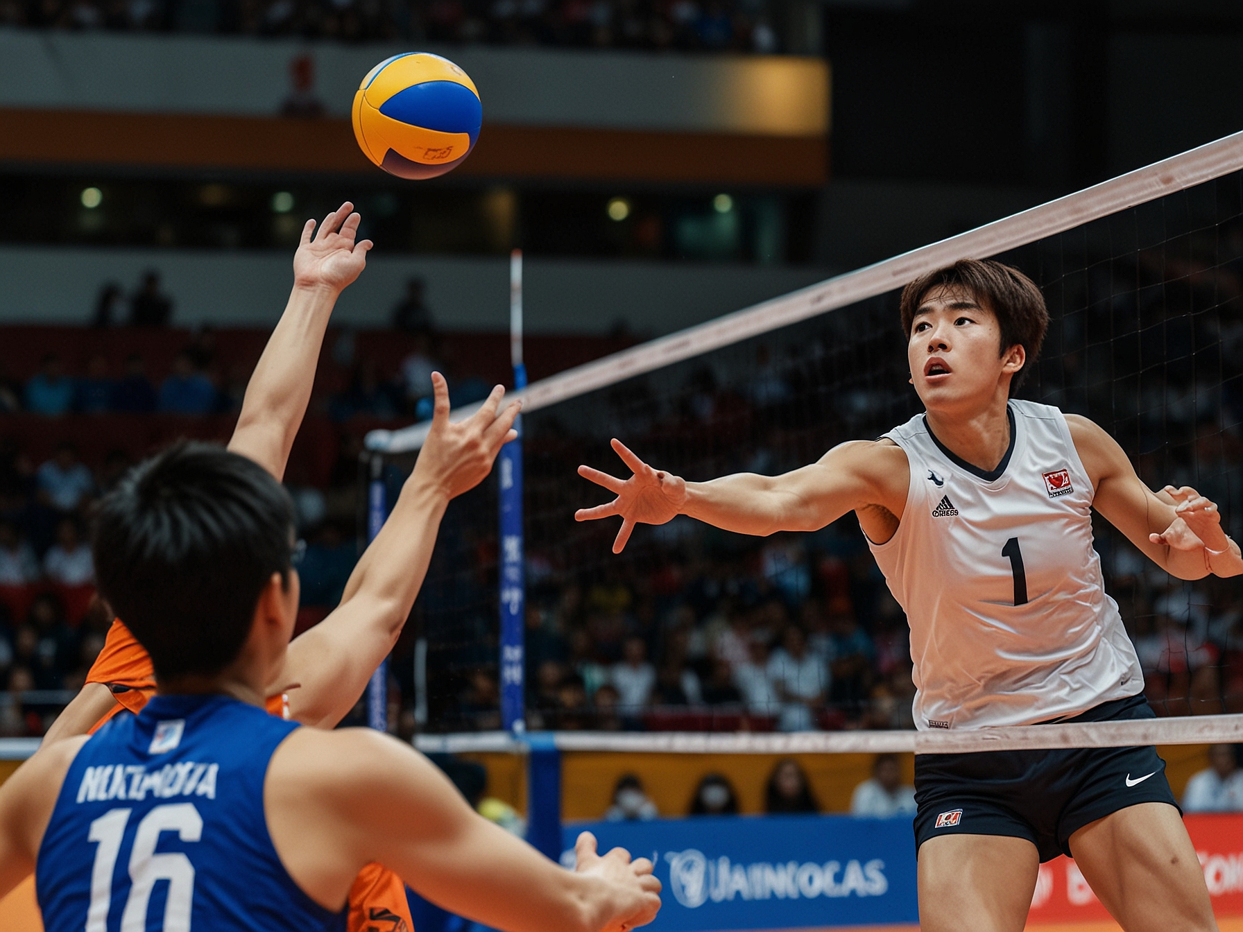 Yuki Ishikawa skillfully maneuvers a play against Dutch defenders, showcasing his versatility and contributing significantly to Japan's 3-0 win in the VNL match held in Manila.