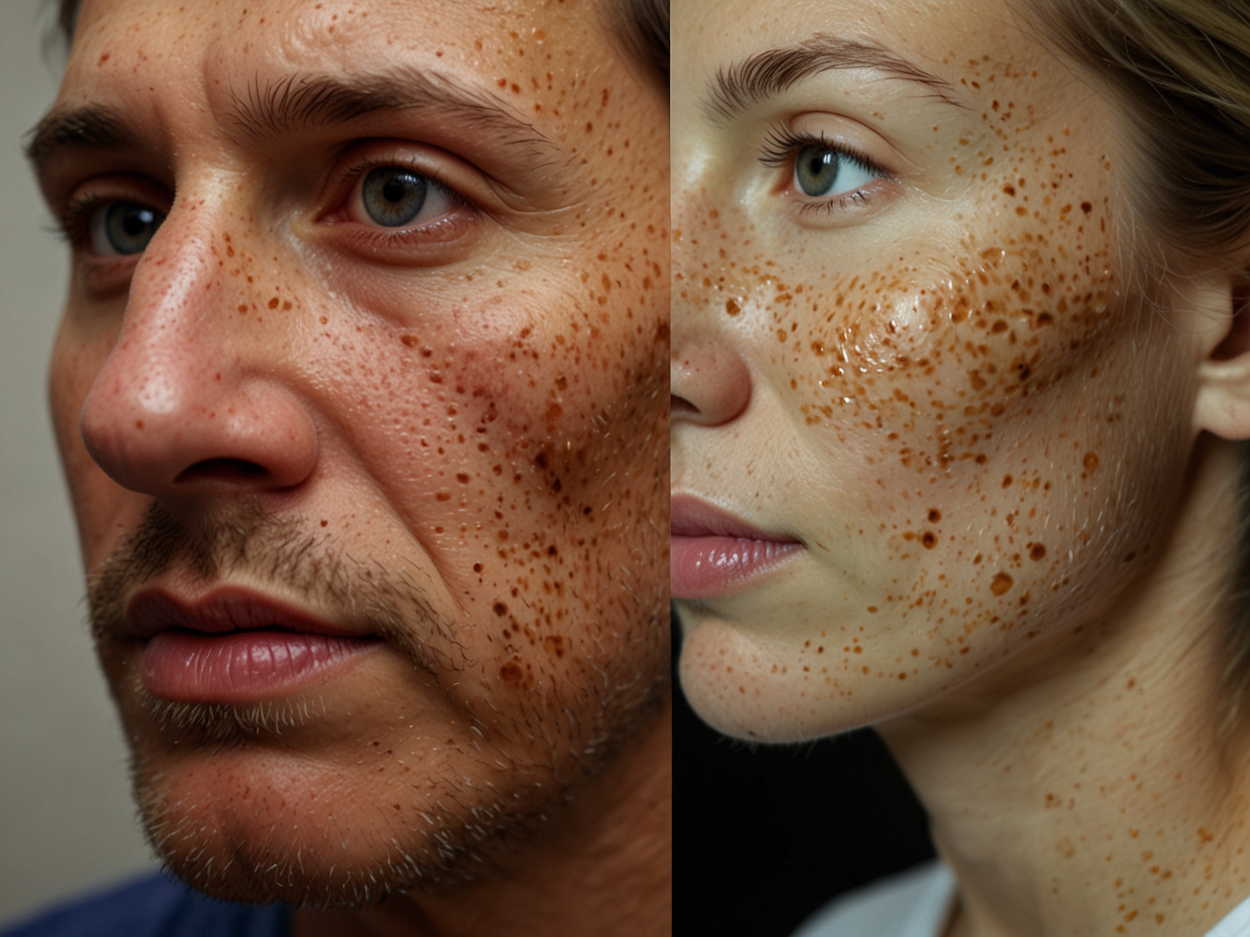 A close-up of skin cancer before and after treatment, demonstrating the significance of early detection and proper medical intervention, as discussed by Dave Portnoy.