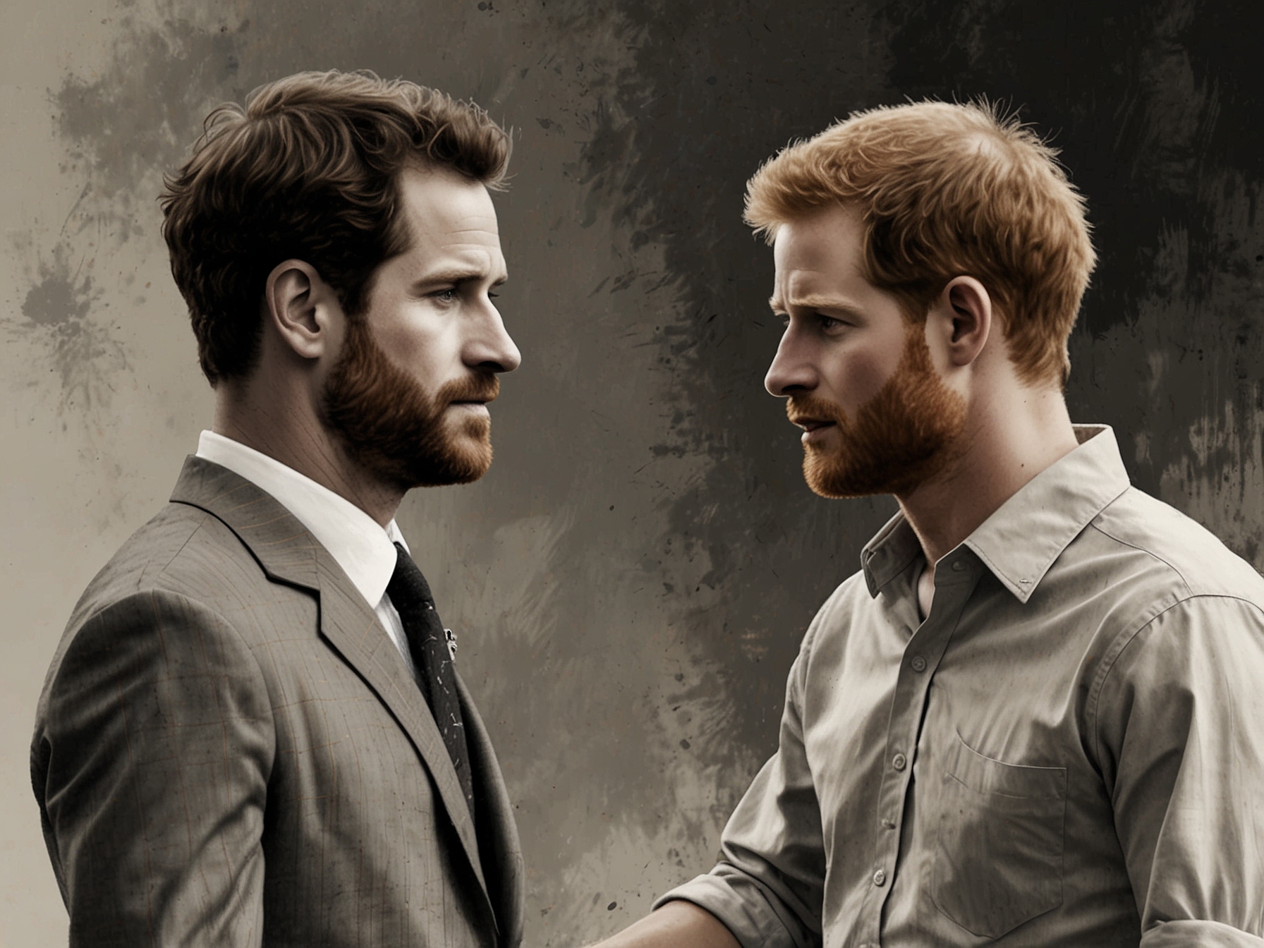 King Charles and Prince Harry seen during a solemn exchange, indicative of their attempt to heal past wounds and rebuild their father-son relationship despite ongoing difficulties.