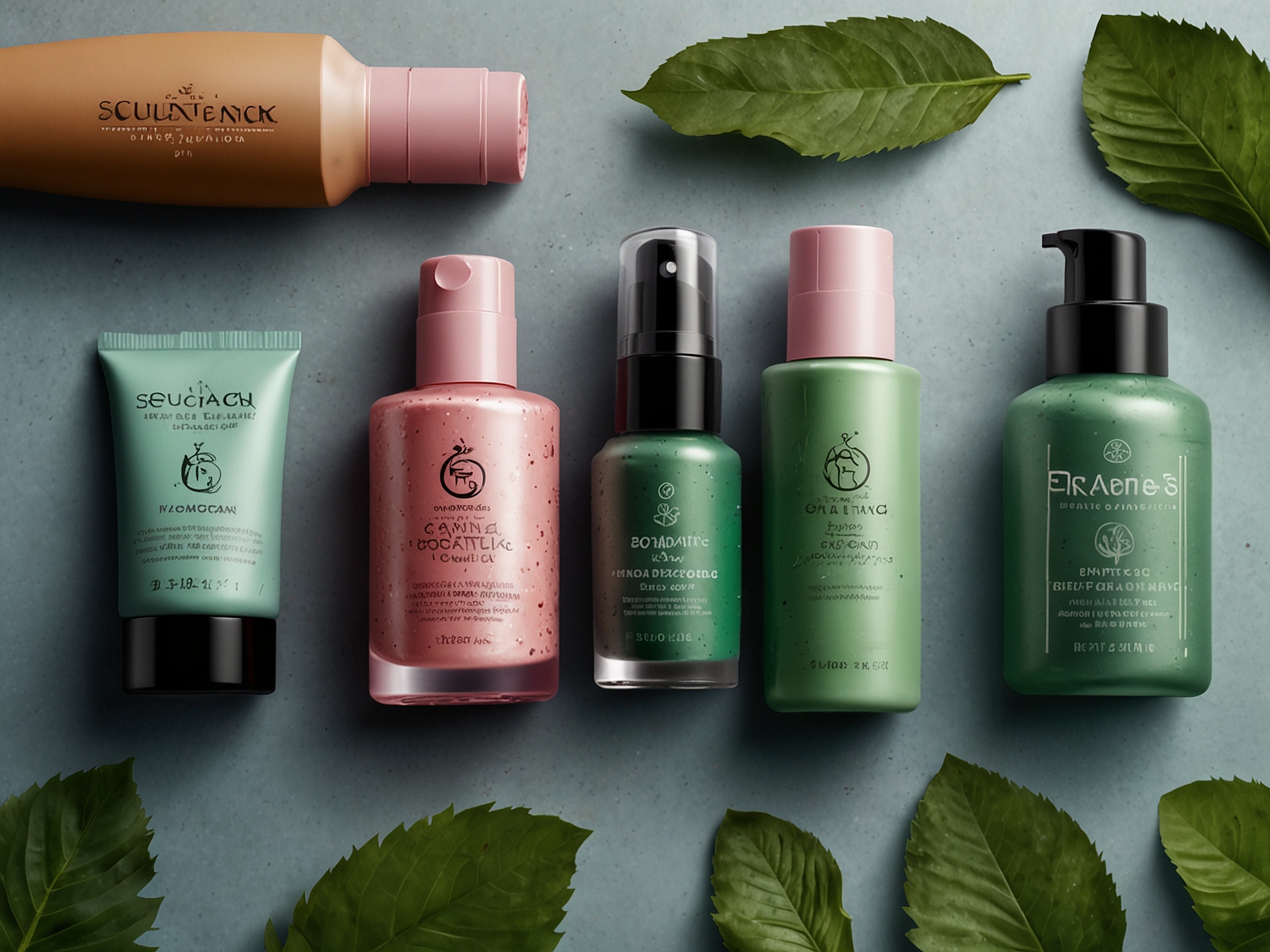 A visual representation of eco-friendly beauty products developed through the Big Bang Innovation Program, highlighting sustainable packaging and environmentally friendly formulations tailored for North Asian consumers.