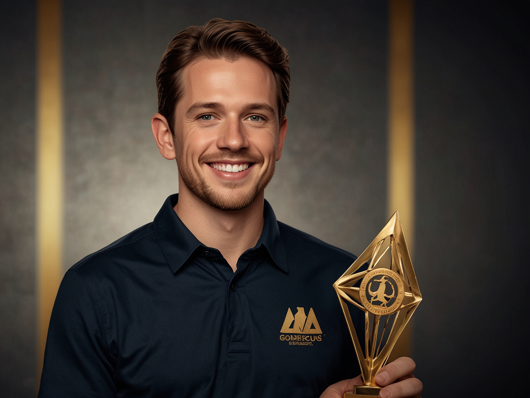 Charlie Condon holding the Golden Spikes Award trophy, smiling and standing in front of a backdrop with the award's logo prominently displayed.