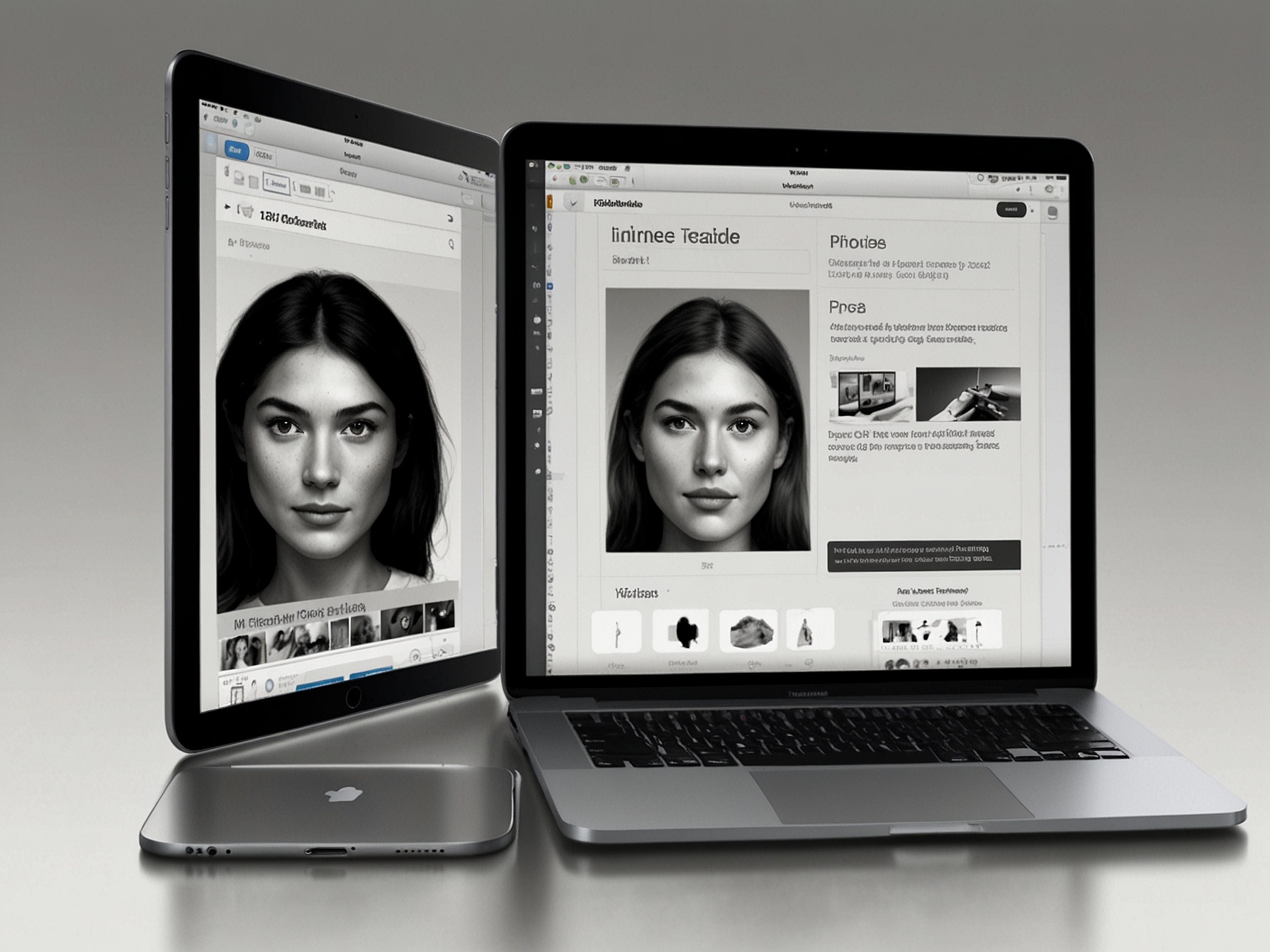 An iPhone screen mirrored onto a MacBook and iPad, showcasing the new iPhone Screen Mirroring feature that allows integration and dual display functionalities across Apple devices.