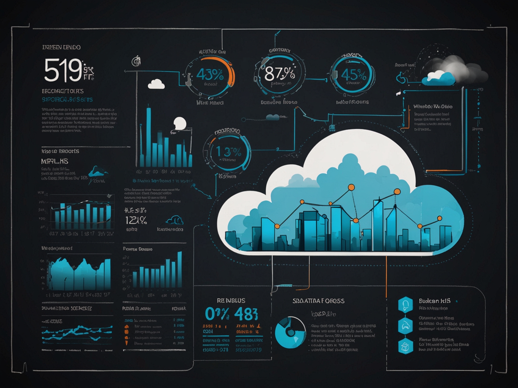 An infographic displaying the expanding market reach and financial strength of a leading cloud services provider, highlighting its key products and strategic business growth.