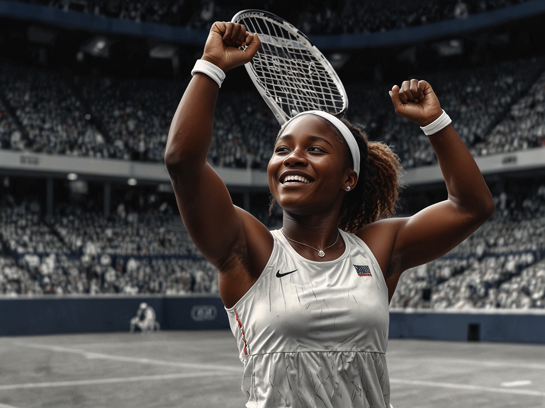 Coco Gauff celebrates her recent U.S. Open victory, symbolizing her strong form and determination as she prepares to lead the U.S. tennis squad at the Paris Olympics.