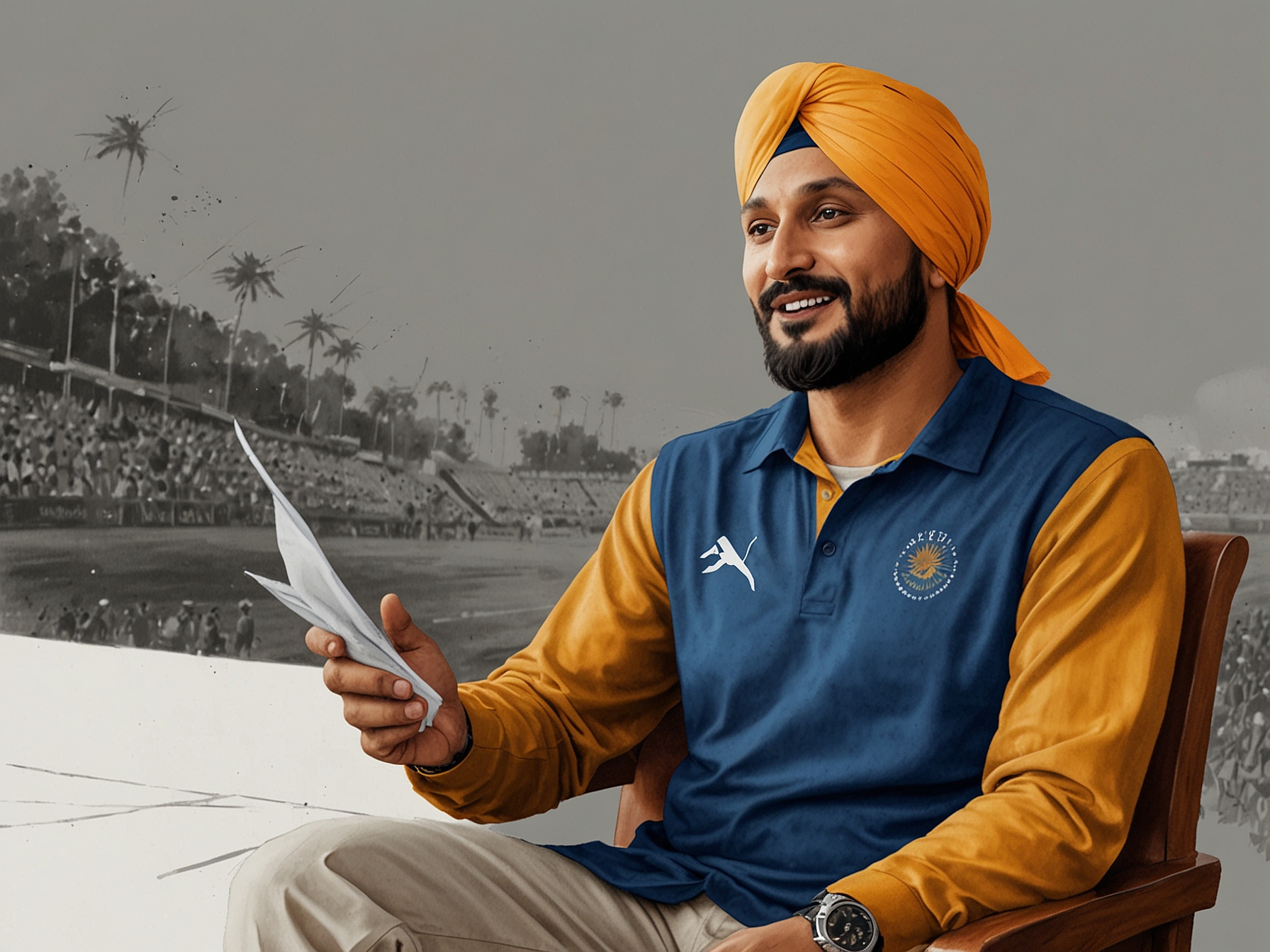 Harbhajan Singh shares insights during an interview, confidently discussing India's prospects and strengths for the upcoming ICC events in the West Indies.