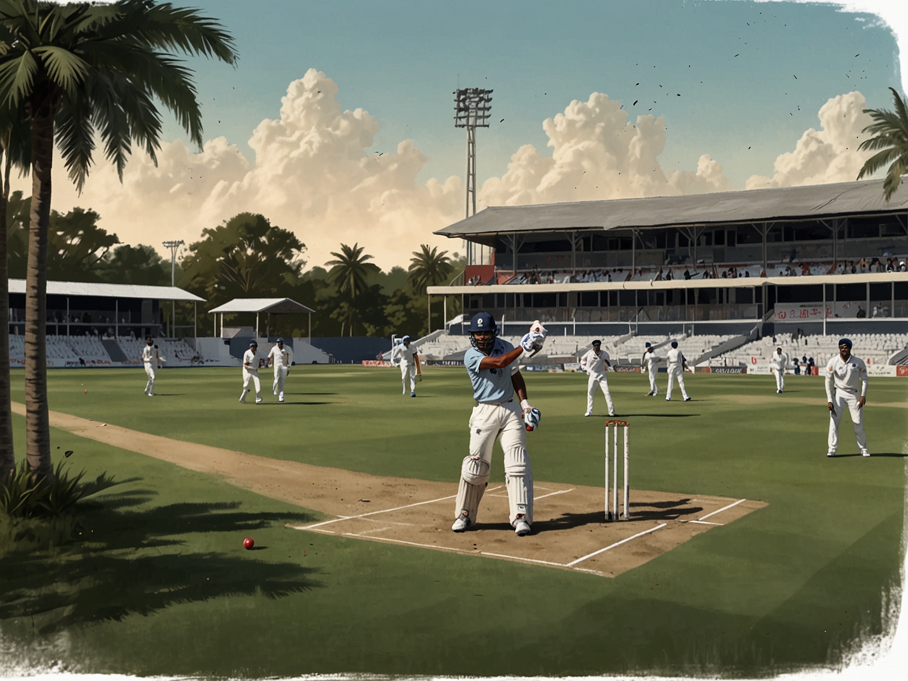 The Indian cricket team practices in West Indies, showcasing experienced players like Virat Kohli and young talents such as Shubman Gill, in preparation for ICC events.