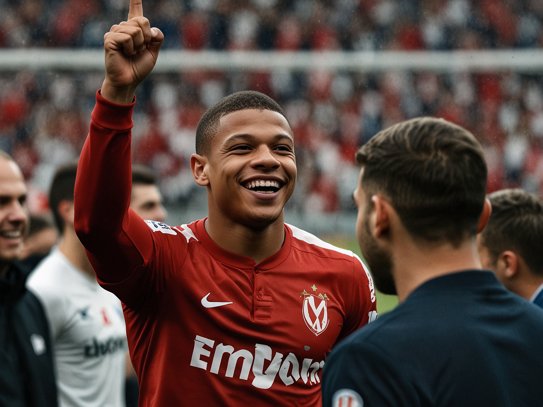 An illustration of Kylian Mbappe celebrating his hat-trick during AS Monaco's 5-0 victory over Metz in February 2017, capturing the moment he announced his arrival on the European stage.