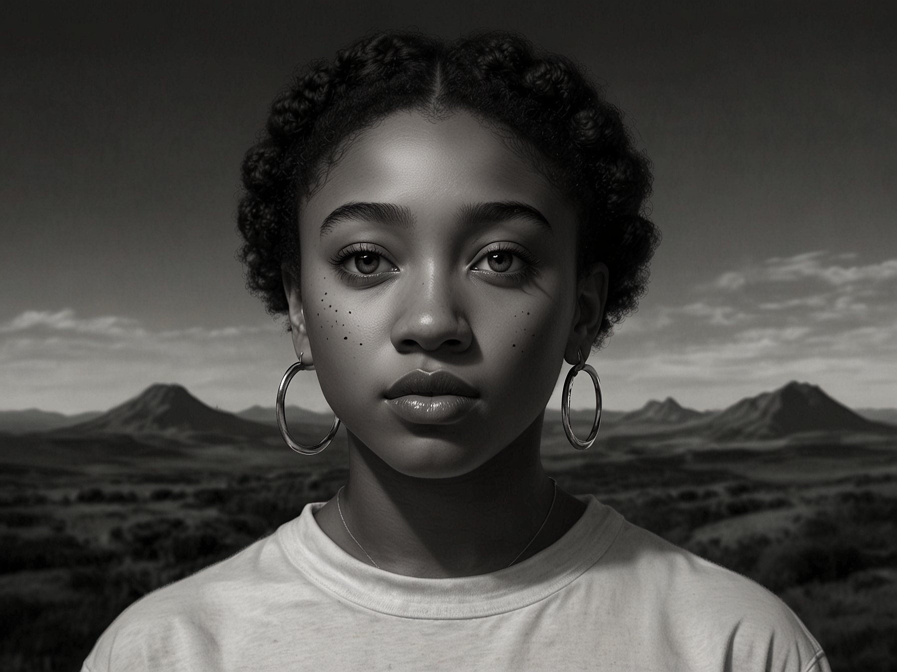 Amandla Stenberg stands in a visually striking setting, embodying empowerment and defiance as she addresses the absurdity of racist comments in her poignant music video.