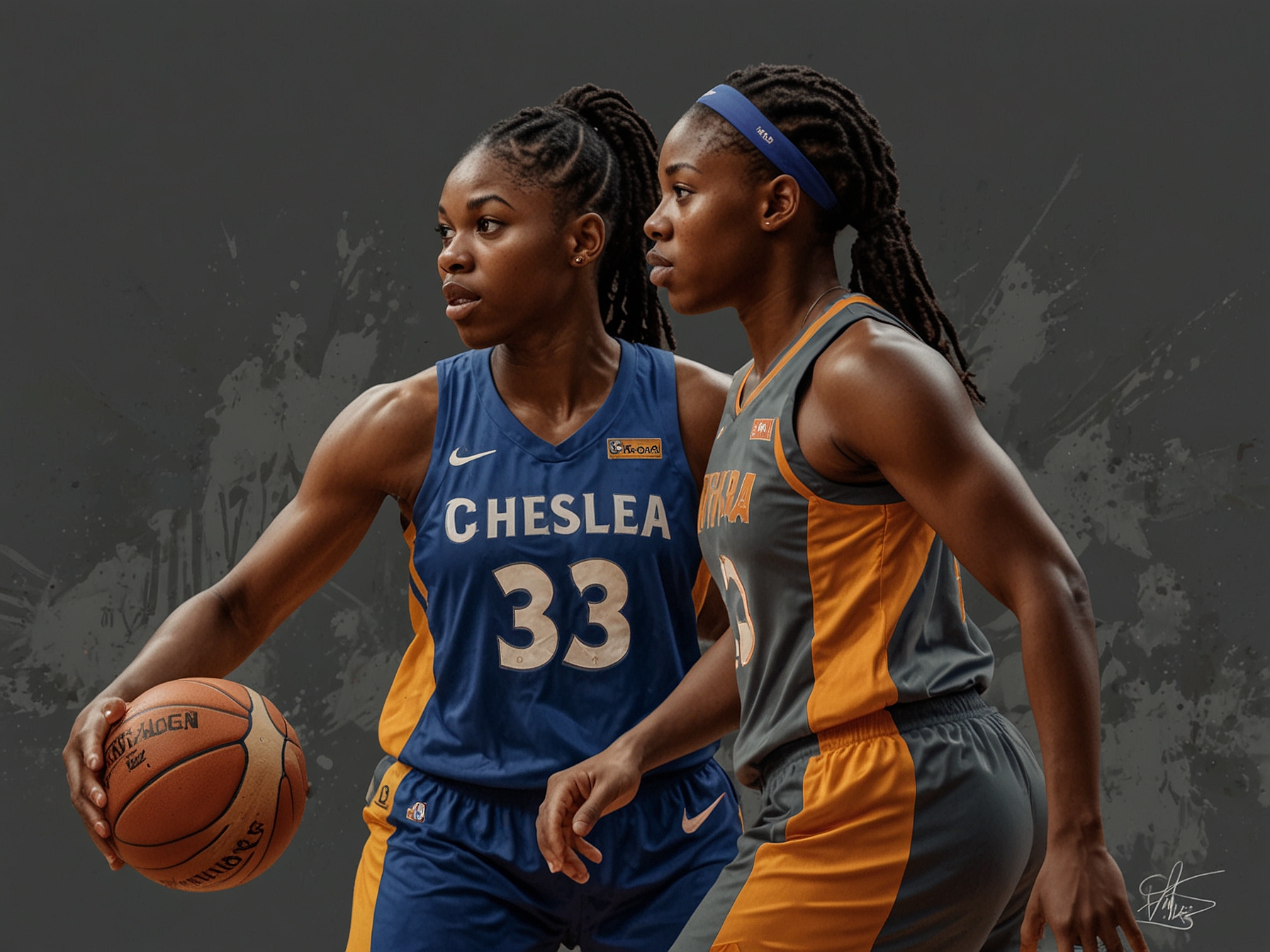Star players Chelsea Gray and Jonquel Jones facing off in a pivotal WNBA matchup, showcasing top-tier professional basketball talent and strategy.
