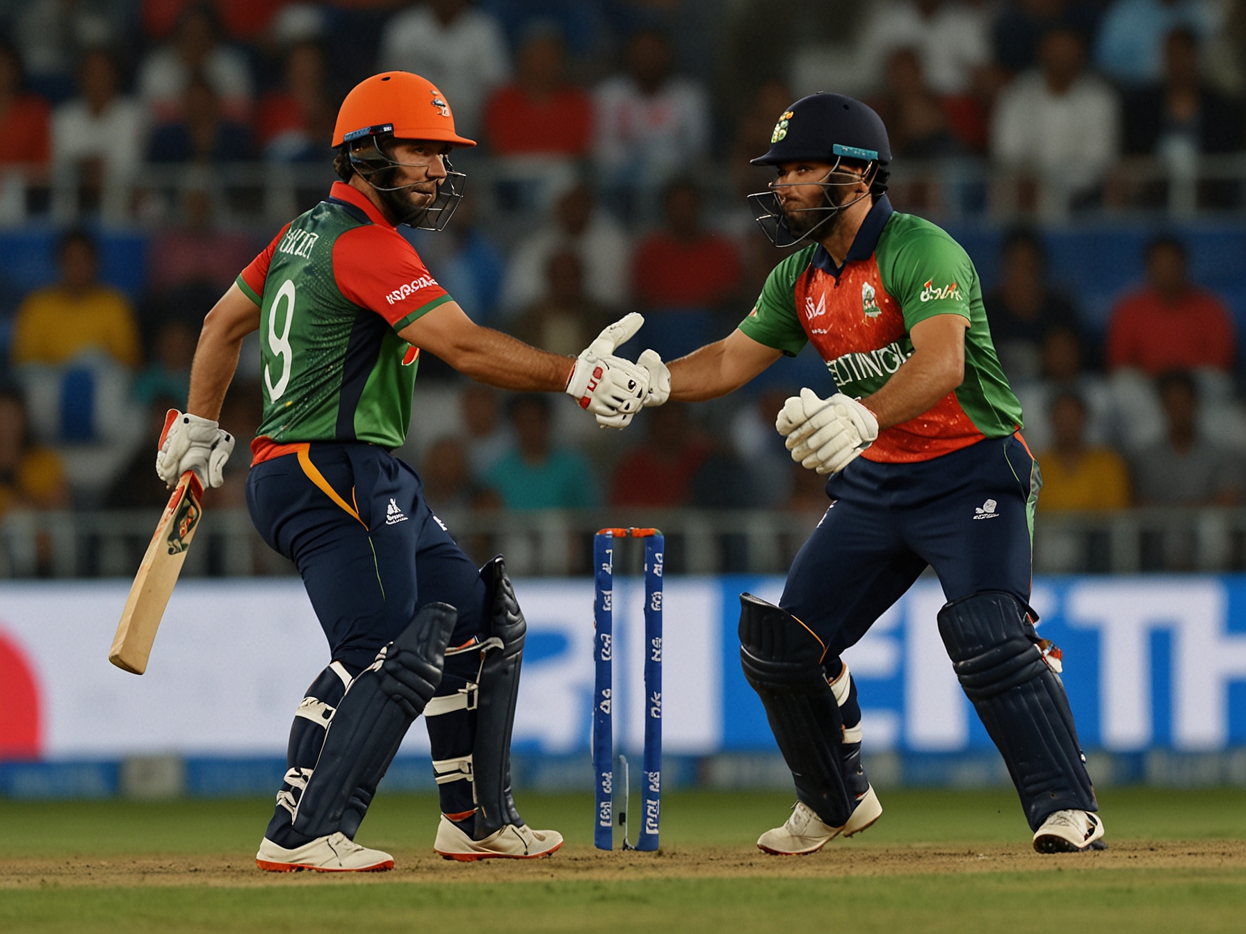 Star players Glenn Maxwell and Mohammad Nabi in action during the 48th match of the T20 World Cup 2024, highlighting their all-round capabilities and significant contributions to their respective teams.