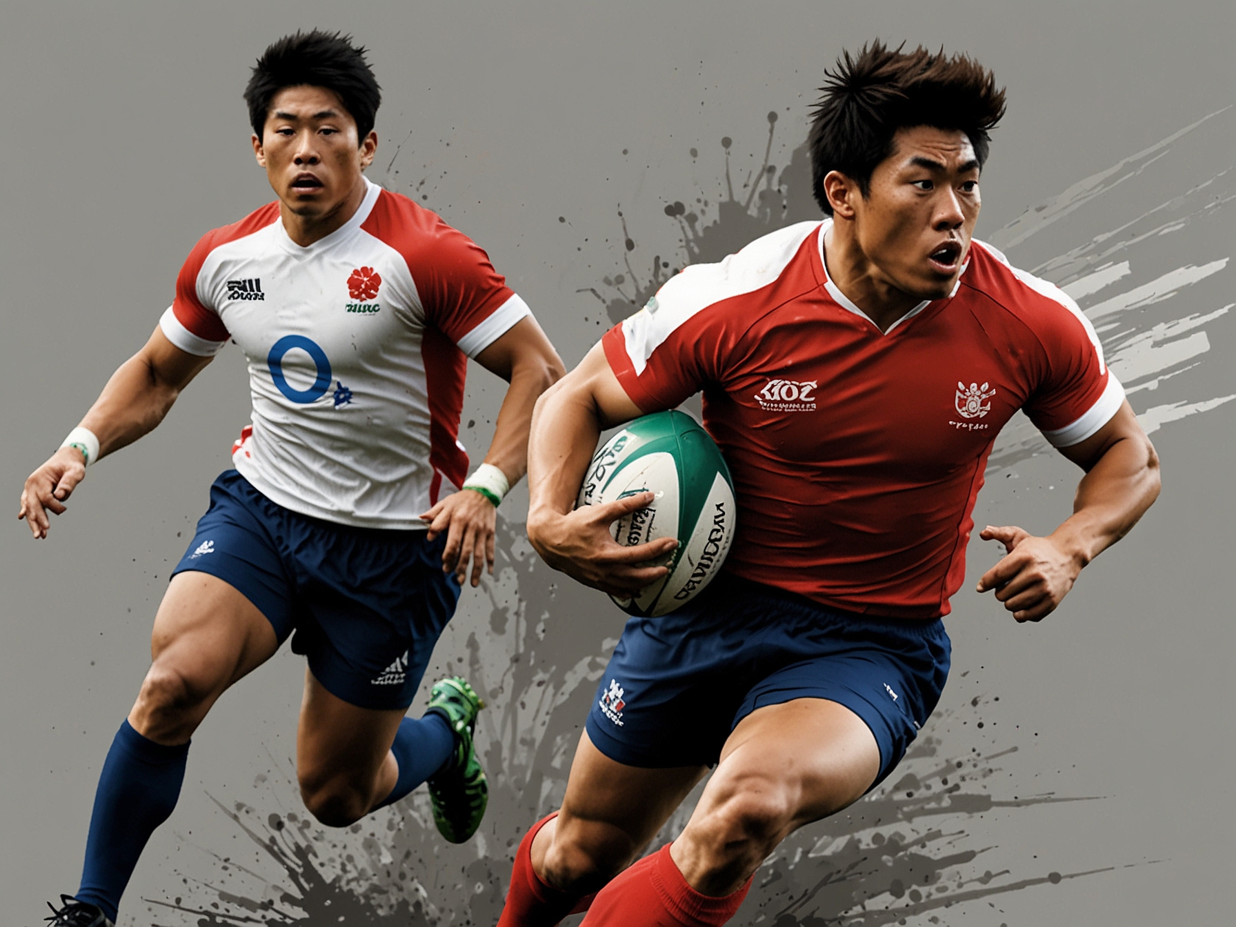 Japan's Kotaro Matsushima sprints towards the try line, showcasing agility and speed, but ultimately unable to overcome England's strong defensive and offensive maneuvers.