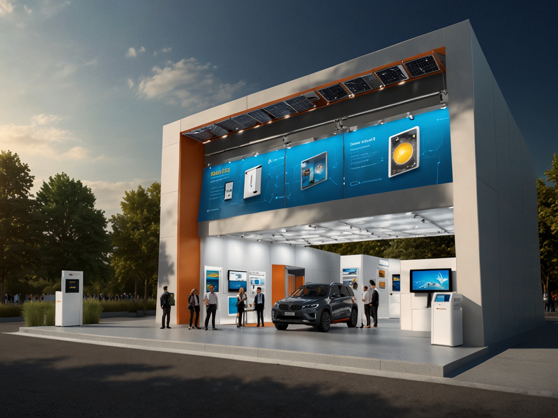 Beny's booth at Intersolar Europe 2024, featuring live demonstrations of their solar power inverters, energy storage systems, and smart energy management technologies.