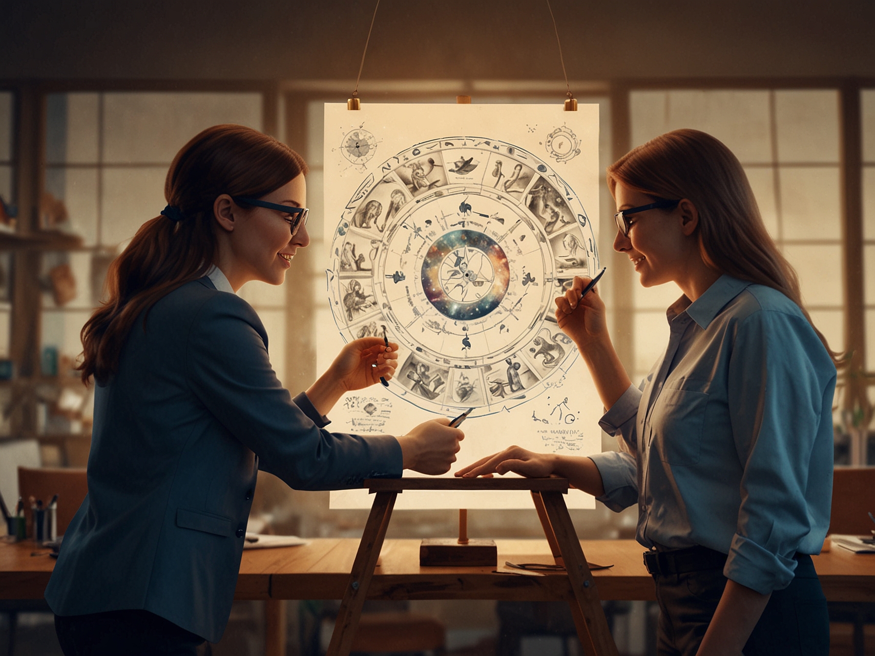 A group of colleagues collaborating on a project, showcasing the importance of teamwork and communication as highlighted for Cancer's career success in the horoscope.