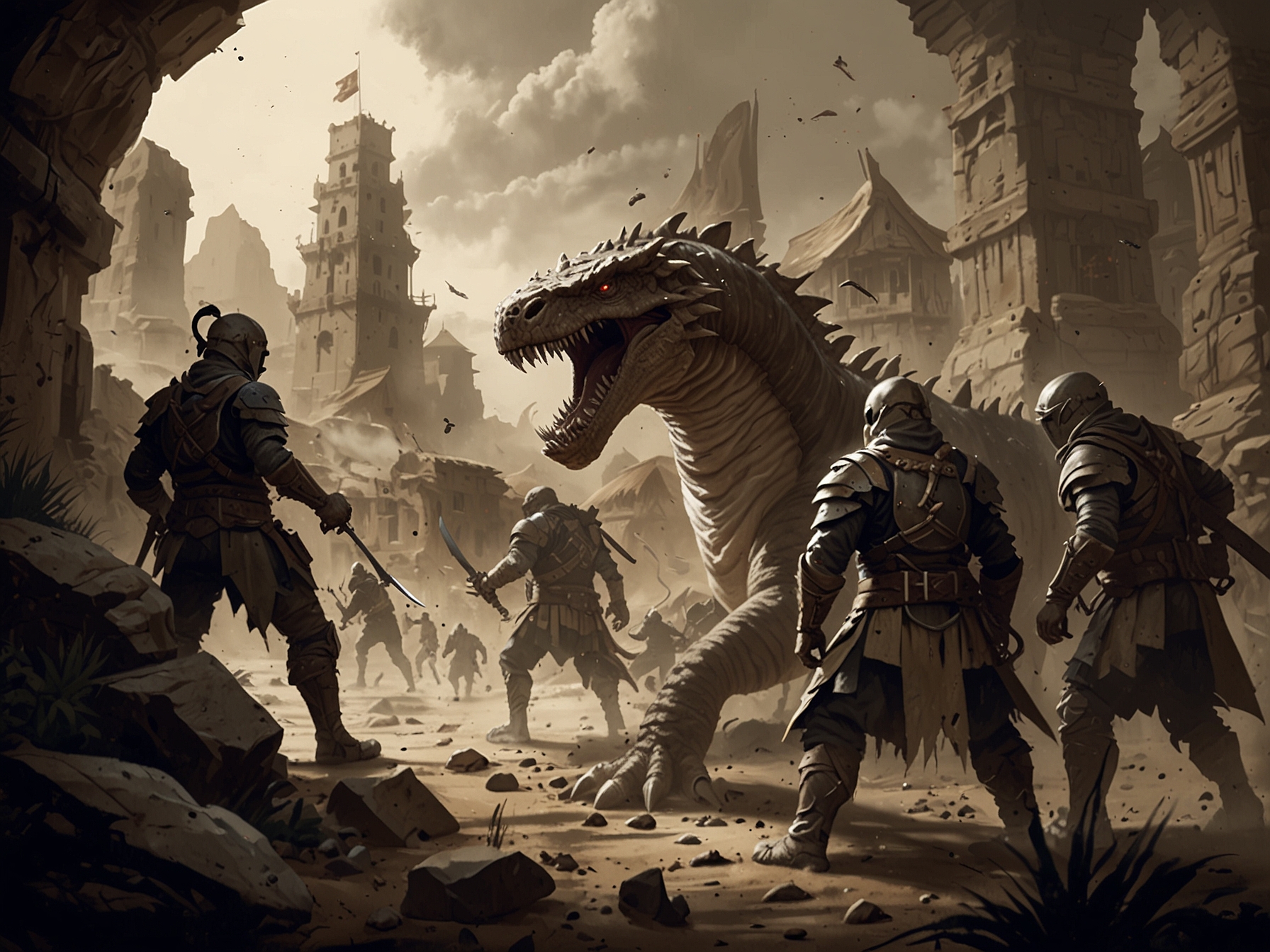 Players engage in real-time strategy and role-playing combat, navigating intricate political intrigues and epic battles with familiar elements like spice mining and sandworm encounters.