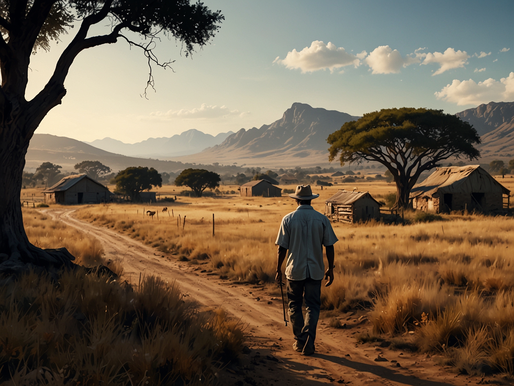 A picturesque South African countryside setting in Lobola Man, highlighting the beautiful landscapes that add depth to the romantic journey of the protagonist.