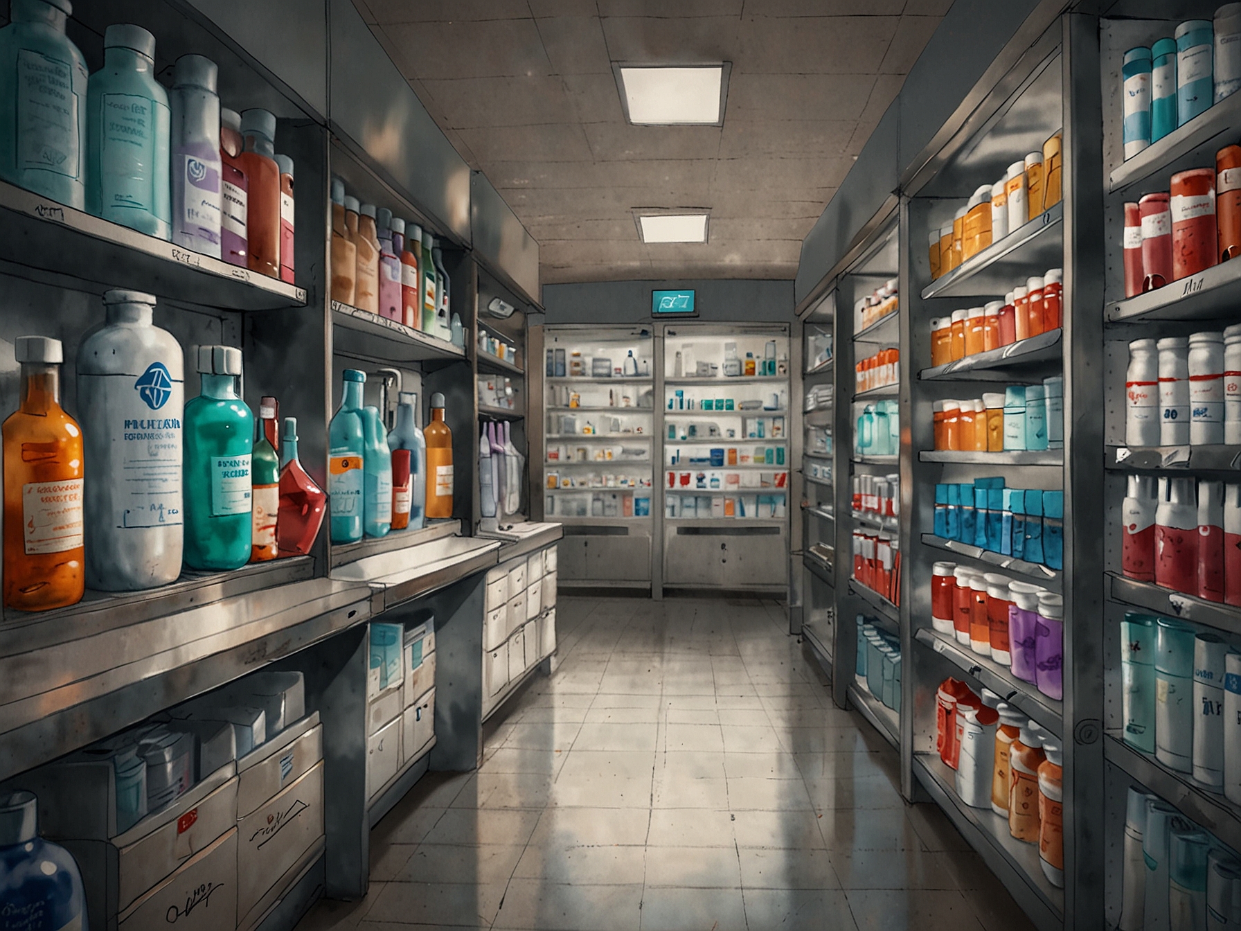 An illustration of Pfizer's extensive product portfolio, showcasing various medications, vaccines, and treatments across different therapeutic areas such as oncology and cardiology.