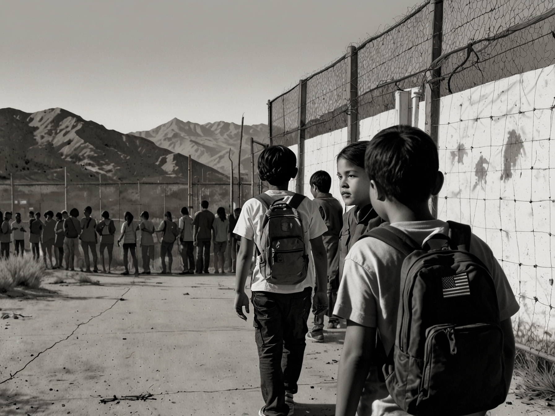A poignant photograph of unaccompanied migrant children at a U.S. border facility, highlighting the ongoing humanitarian and legal challenges addressed by the Flores Settlement Agreement.