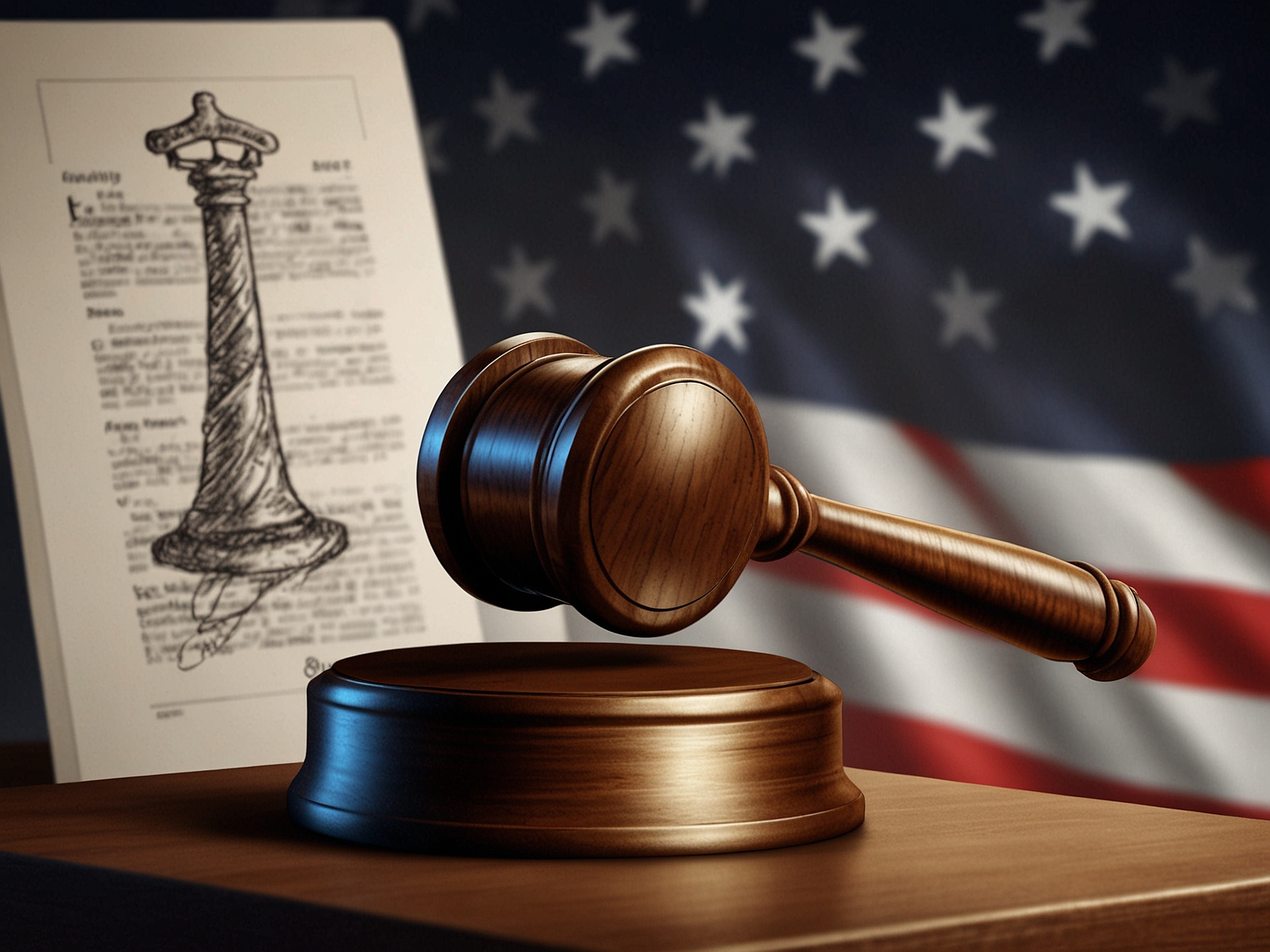 Illustration of a gavel and the TikTok app icon, symbolizing the ongoing legal battles and judicial interventions crucial for TikTok's operations in the United States.