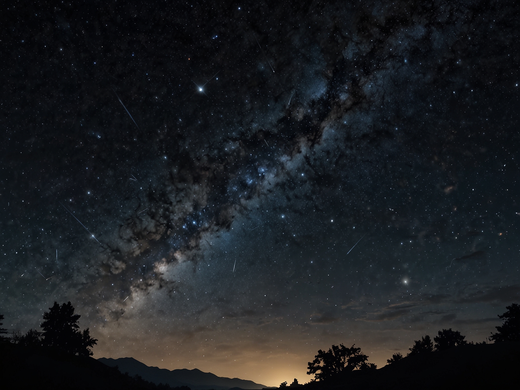 A scenic shot of the night sky featuring the Summer Triangle stars and the Milky Way galaxy, visible in a dark, clear sky free from city lights.