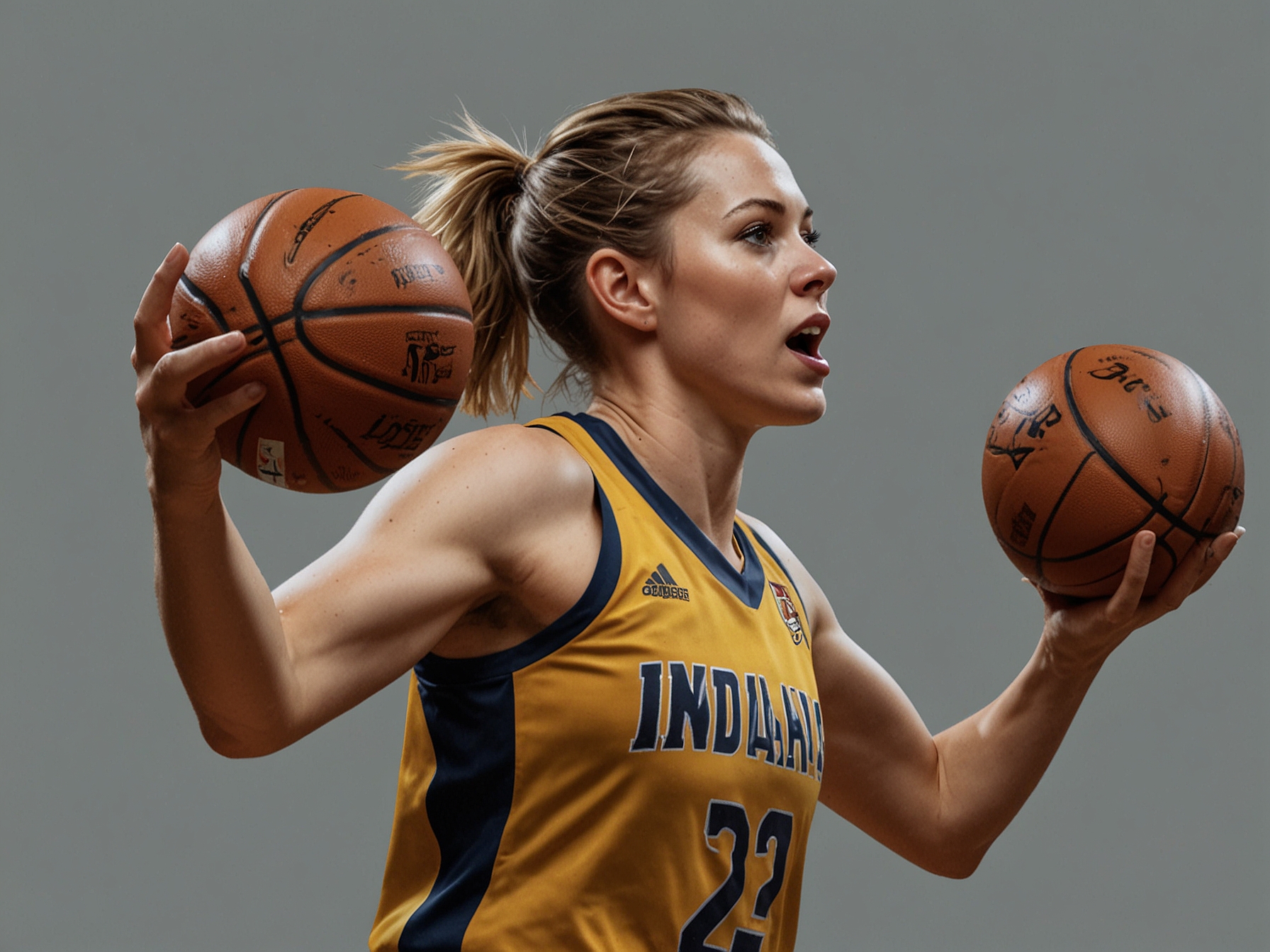 Caitlin Clark of the Indiana Fever is highlighted in action, taking a precise three-point shot from beyond the arc, demonstrating her superior shooting range that outperforms NBA stars.