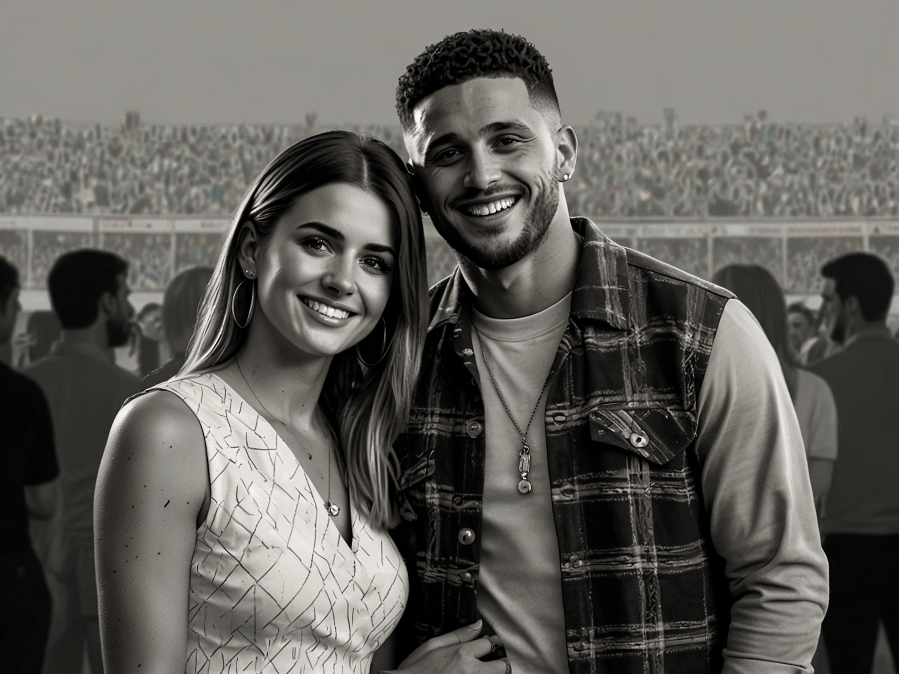 Kyle Walker and Annie Kilner pictured together at a public event, symbolizing their tumultuous but enduring relationship amid the backdrop of his football career.