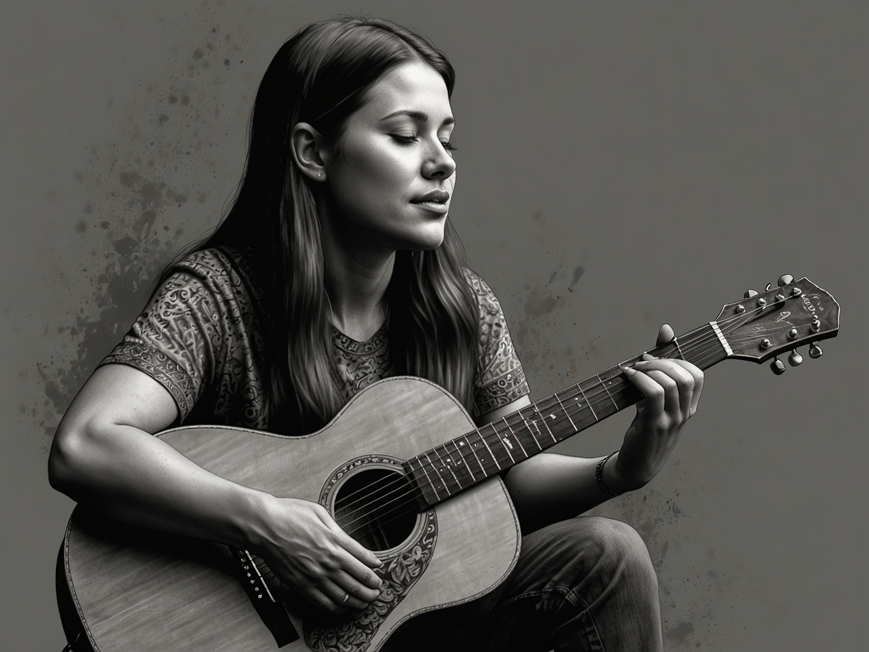 Ella Hooper passionately strumming her cherished acoustic guitar, reflecting on its role in her music career since her landmark days with Killing Heidi and into her solo ventures.
