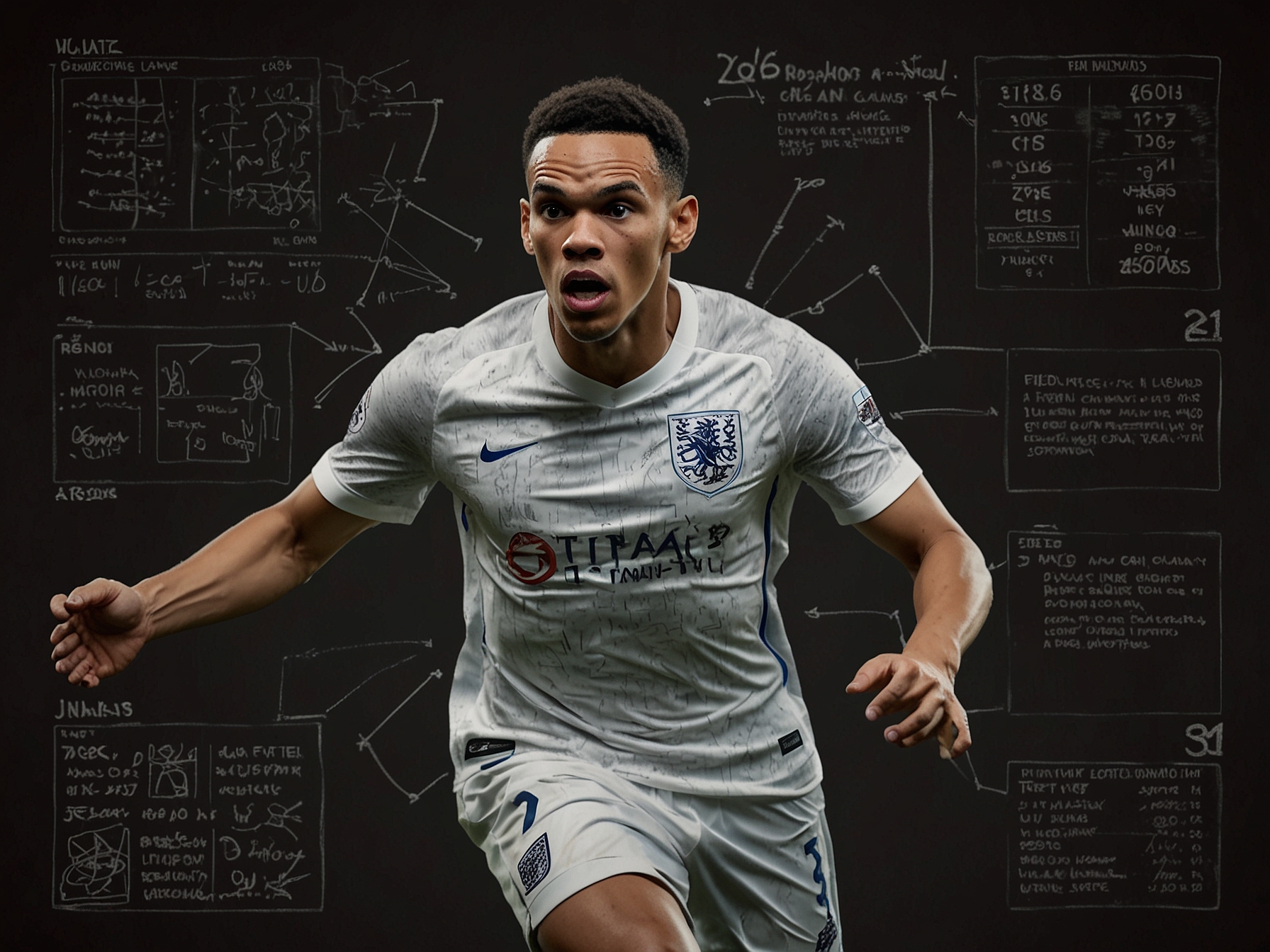 Trent Alexander-Arnold, visibly out of sync, struggles to maintain possession in his experimental midfield role, highlighting the tactical challenges faced by the England team.