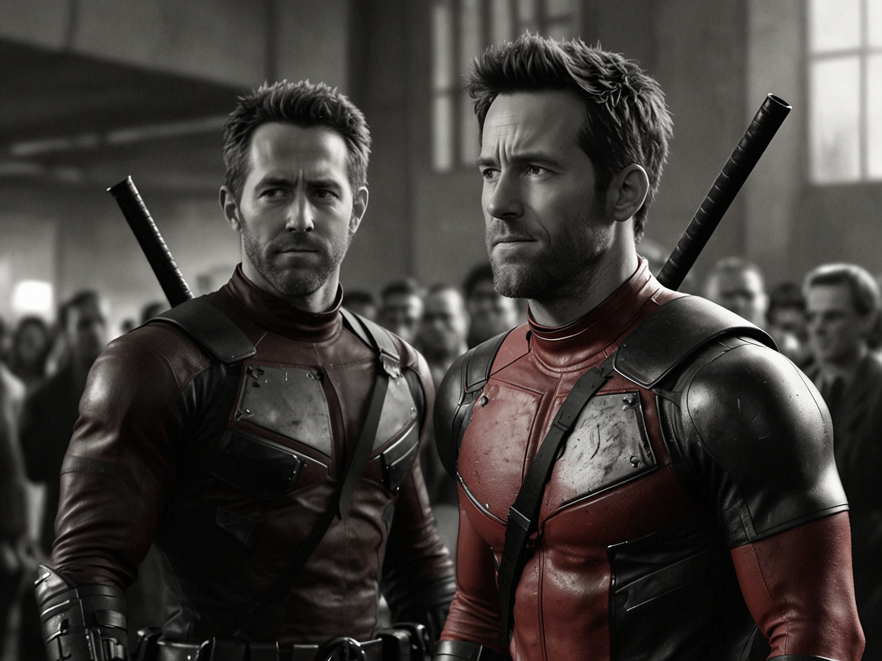 Ryan Reynolds and Hugh Jackman at a Hollywood event, sparking excitement with the announcement of their Deadpool & Wolverine collaboration. Swift's rumored involvement adds to the anticipation.